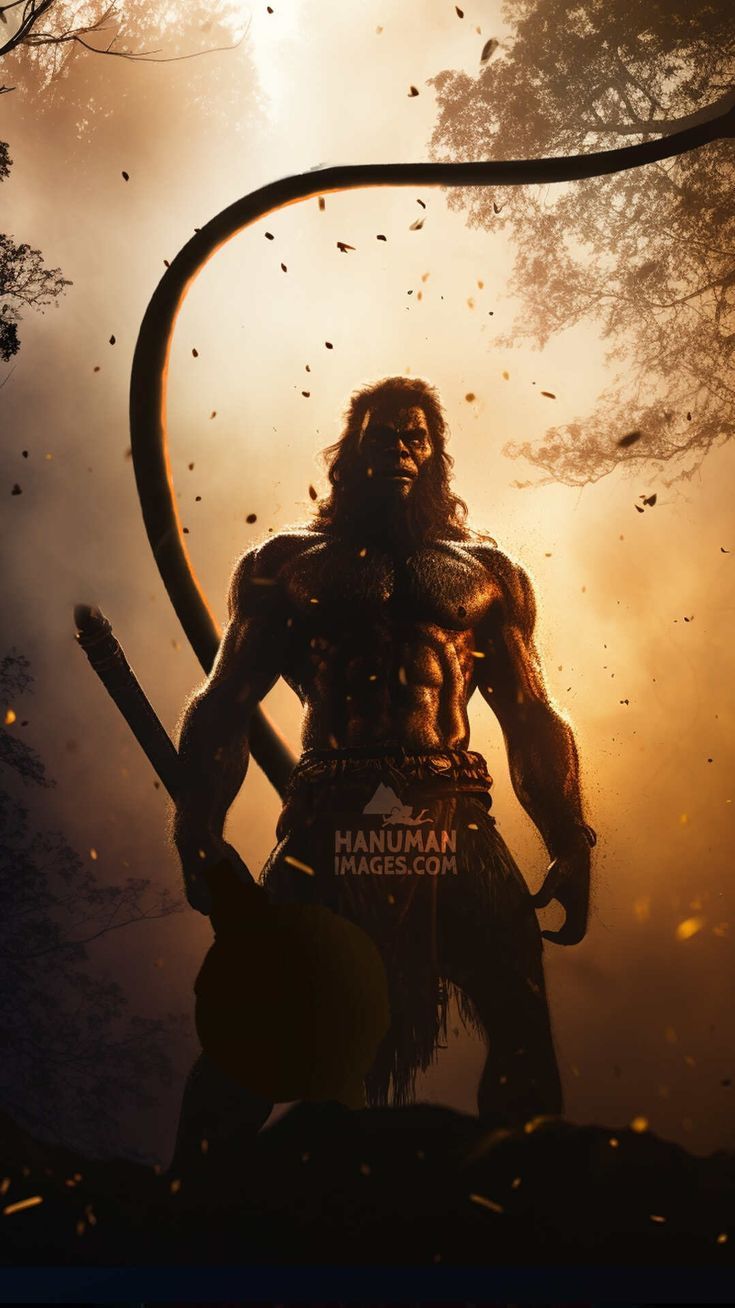 735x1308 powerful hanuman ji action wallpaper