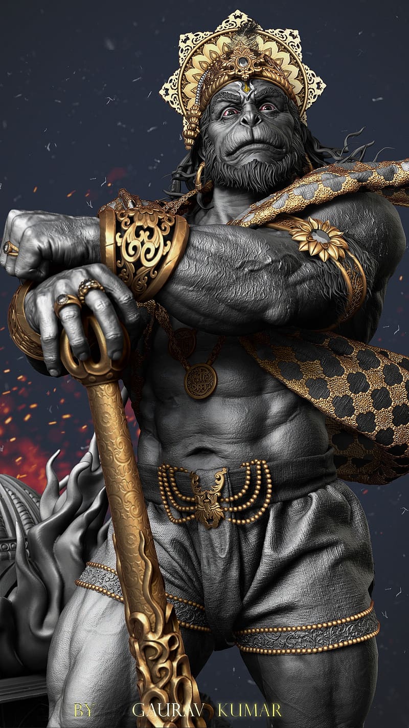 800x1422 Muscular Hanuman, Cool Hanuman, HD wallpaper