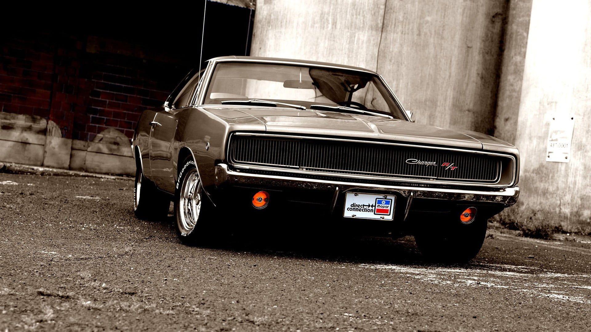 1920x1080 Parked Classic Black Dodge Charger R T During Daytime HD Wallpaper