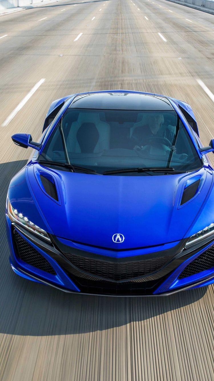 750x1334 Download Blue, On Road, Sports Car, Acura NSX Wallpaper, 750x1334