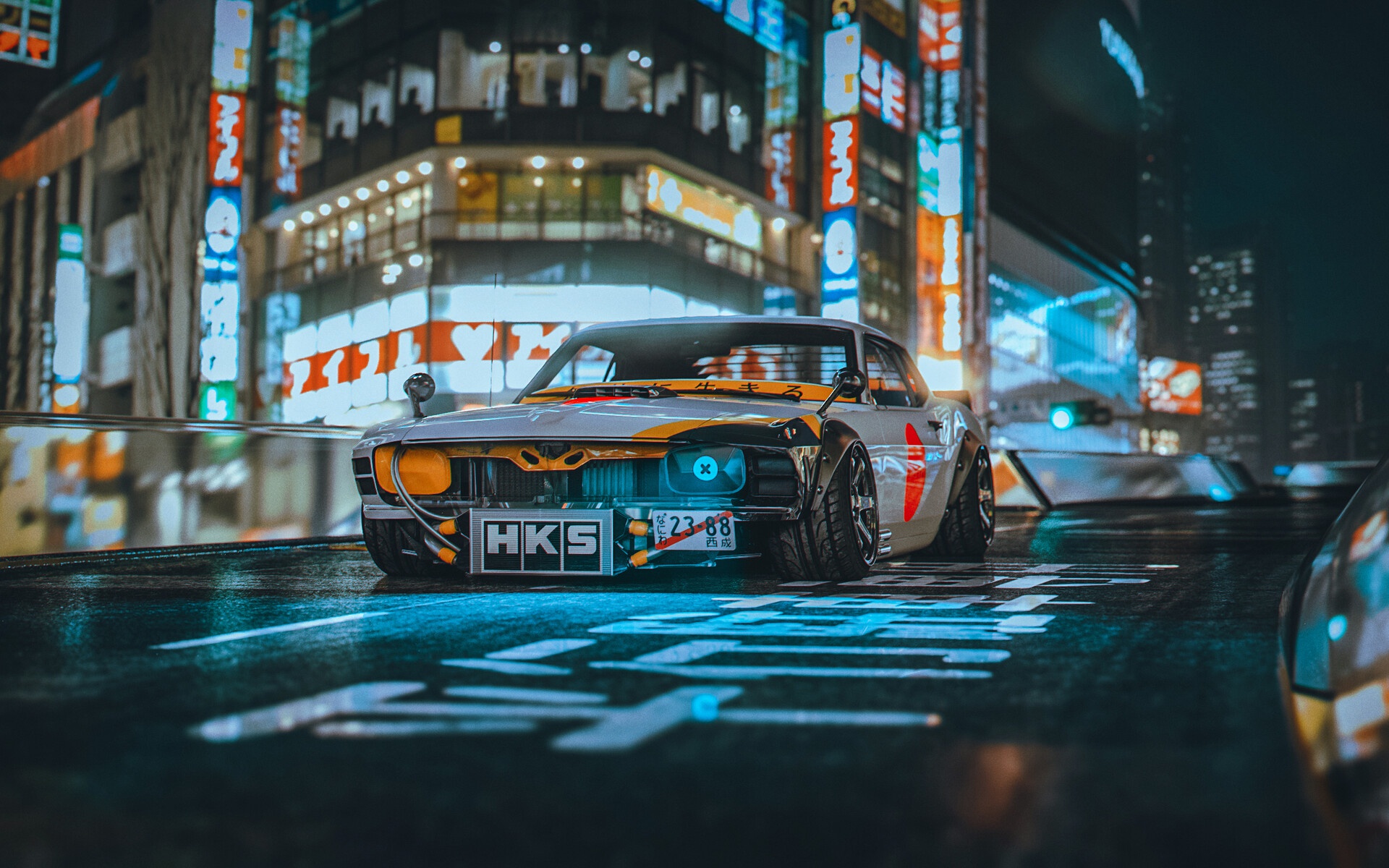 1920x1200 Wallpaper car, machine, city, the city, retro, rendering, tuning, Mustang for mobile and desktop, section рендеринг, resolution 1920x1200