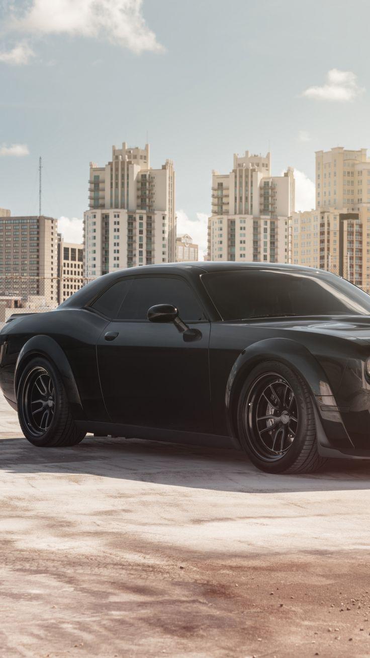 736x1308 staggering wallpaper 1440x2560 Muscle car, black, Dodge Challenger