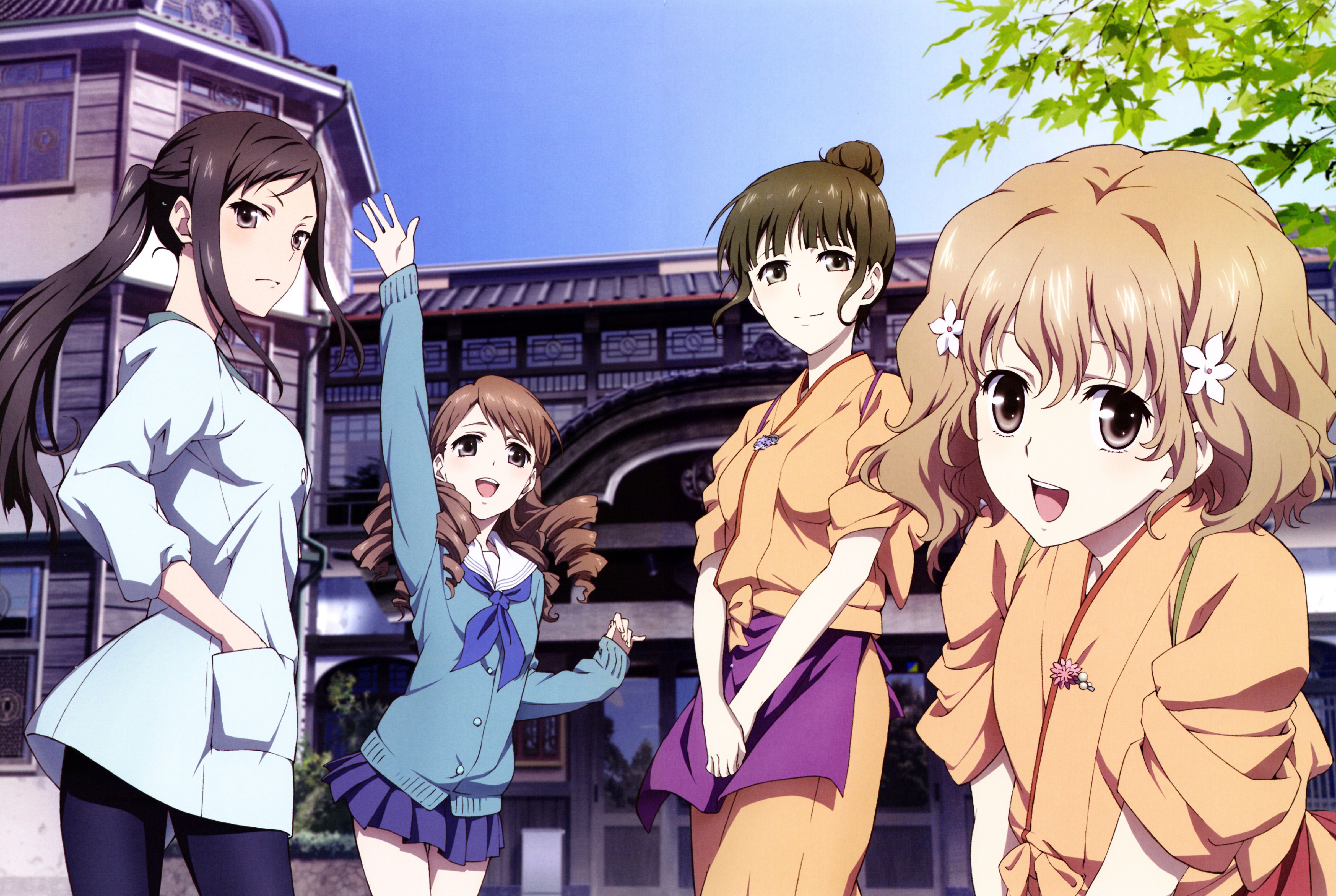 4830x3241 Hanasaku Iroha 4K Ultra HD: Nako, Yuina, Minko & Ohana in Vibrant Anime Scene