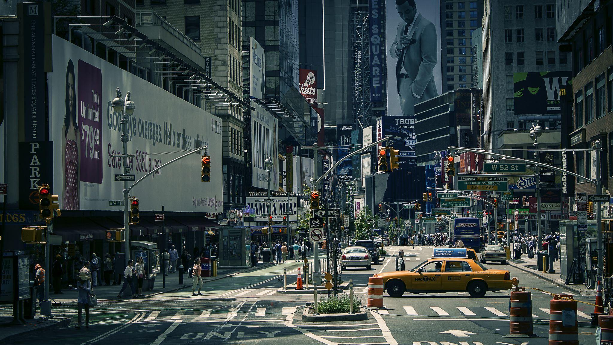 2048x1152 Thành phố New York Hoa Kỳ thành phố đường phố người dân đèn giao thông xe taxi