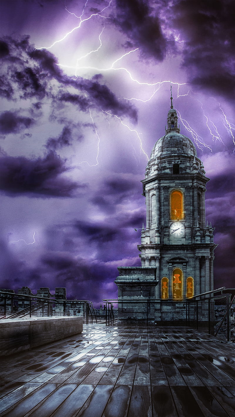 800x1422 Cathedral, christian, church, clouds, fırtına, gökyüzü, lightning, night, rain, HD phone wallpaper