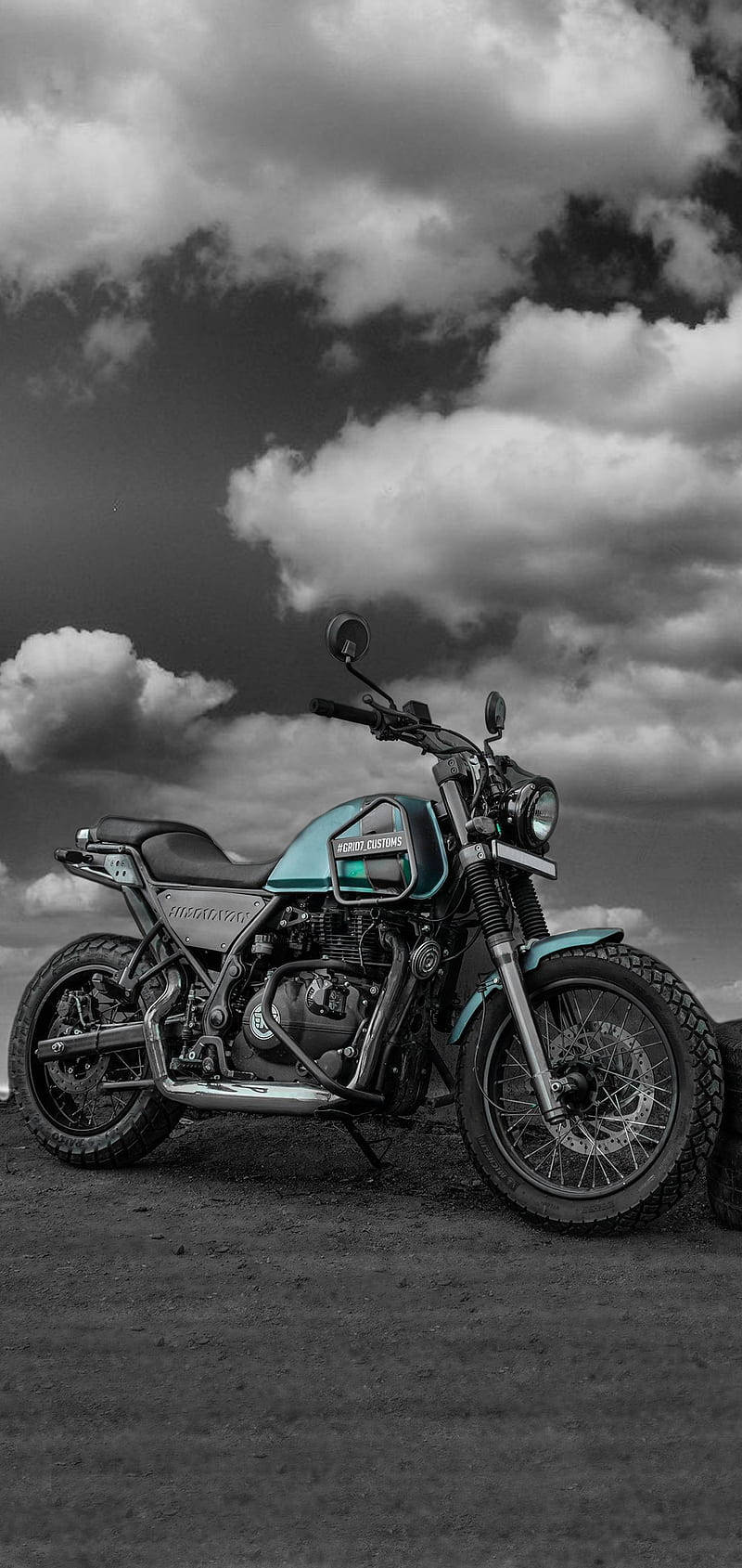 800x1689 Download Cool Light Blue Himalayan Bike Wallpaper