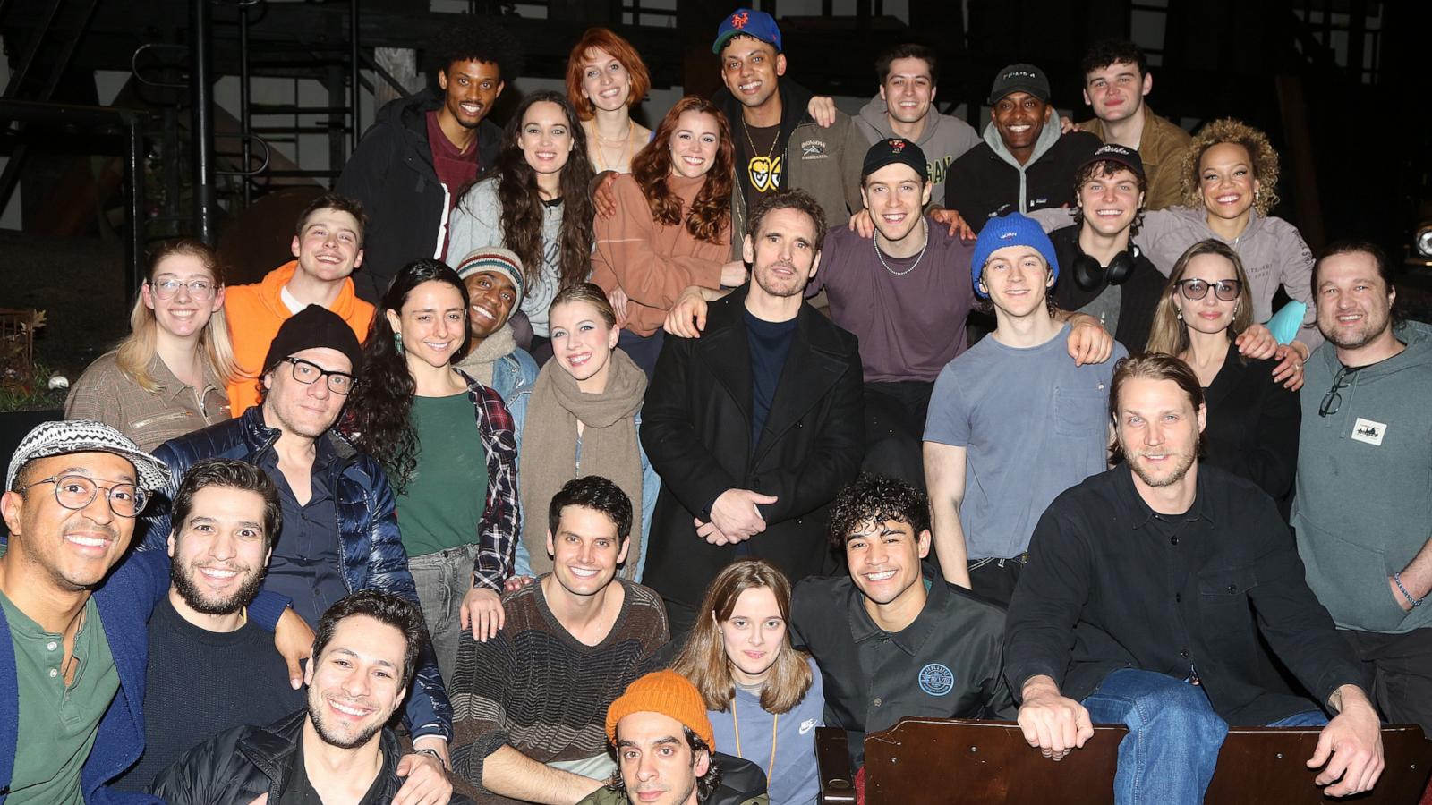 1600x900 Matt Dillon poses for photo with Angeline Jolie, the cast of 'The Outsiders' musical on Broadway