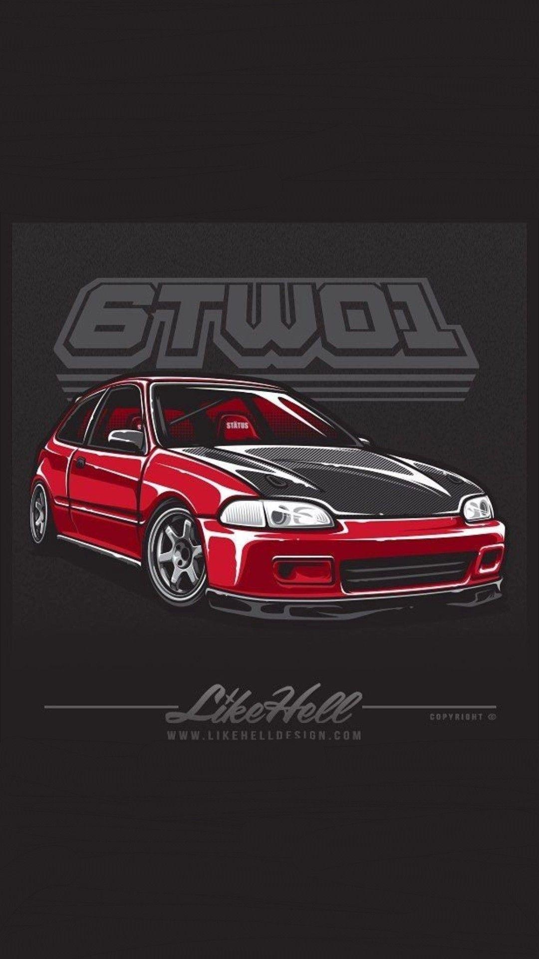 1080x1920 Idea by MD_SYAMIM on ✔️-CARTOON JDM CAR. Civic eg, Automotive
