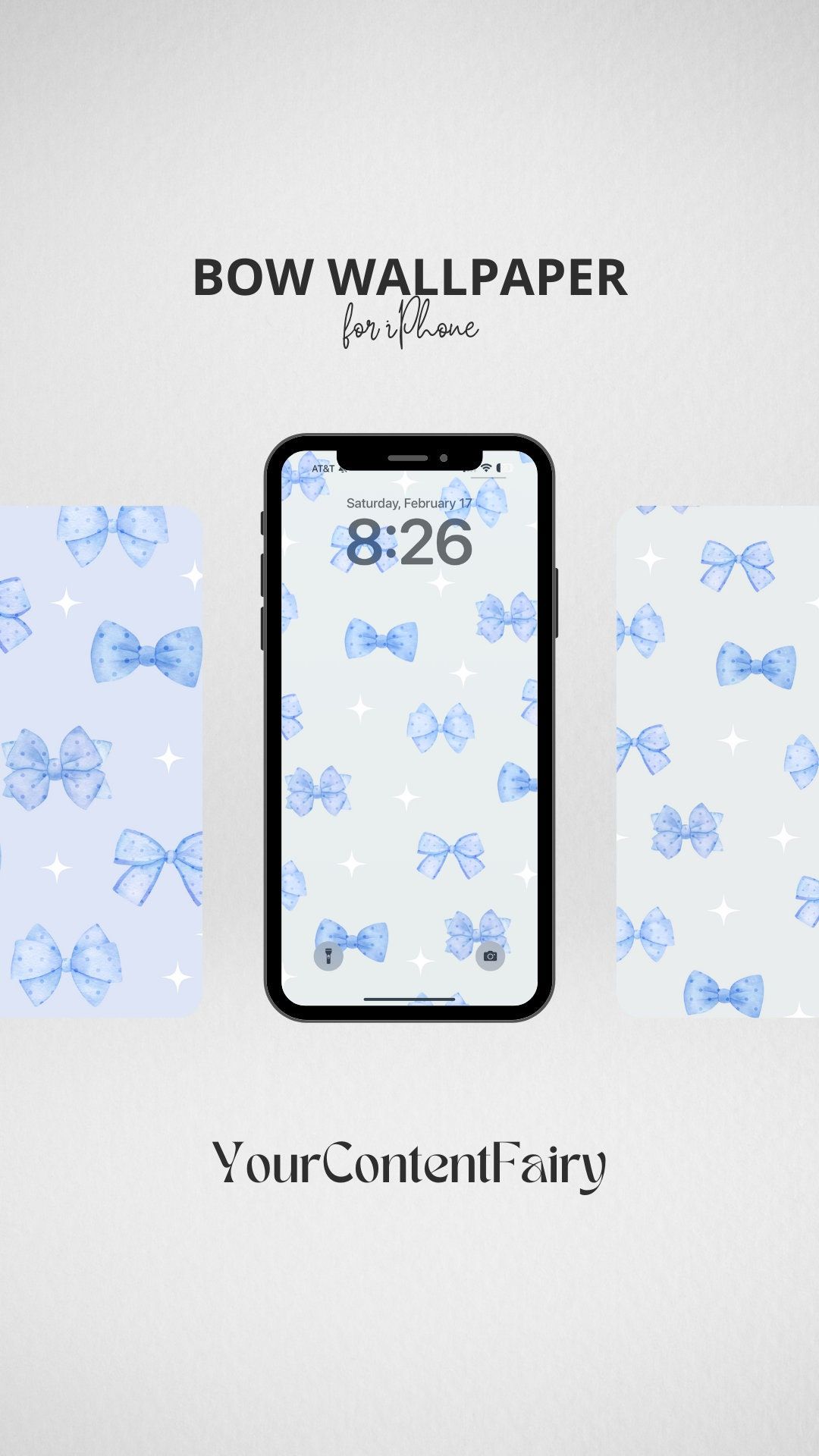 1080x1920 Blue Bow iPhone Wallpaper, Bow Lockscreen Design, iPhone Wallpaper, Digital Download, Digital Locksreen Design
