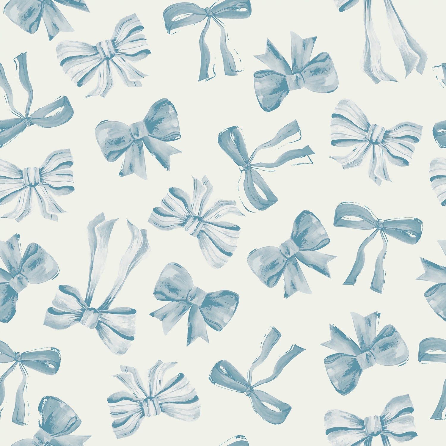 1500x1500 Bow Pattern Blue, Wallpaper Eco Friendly Peel & Stick Removable