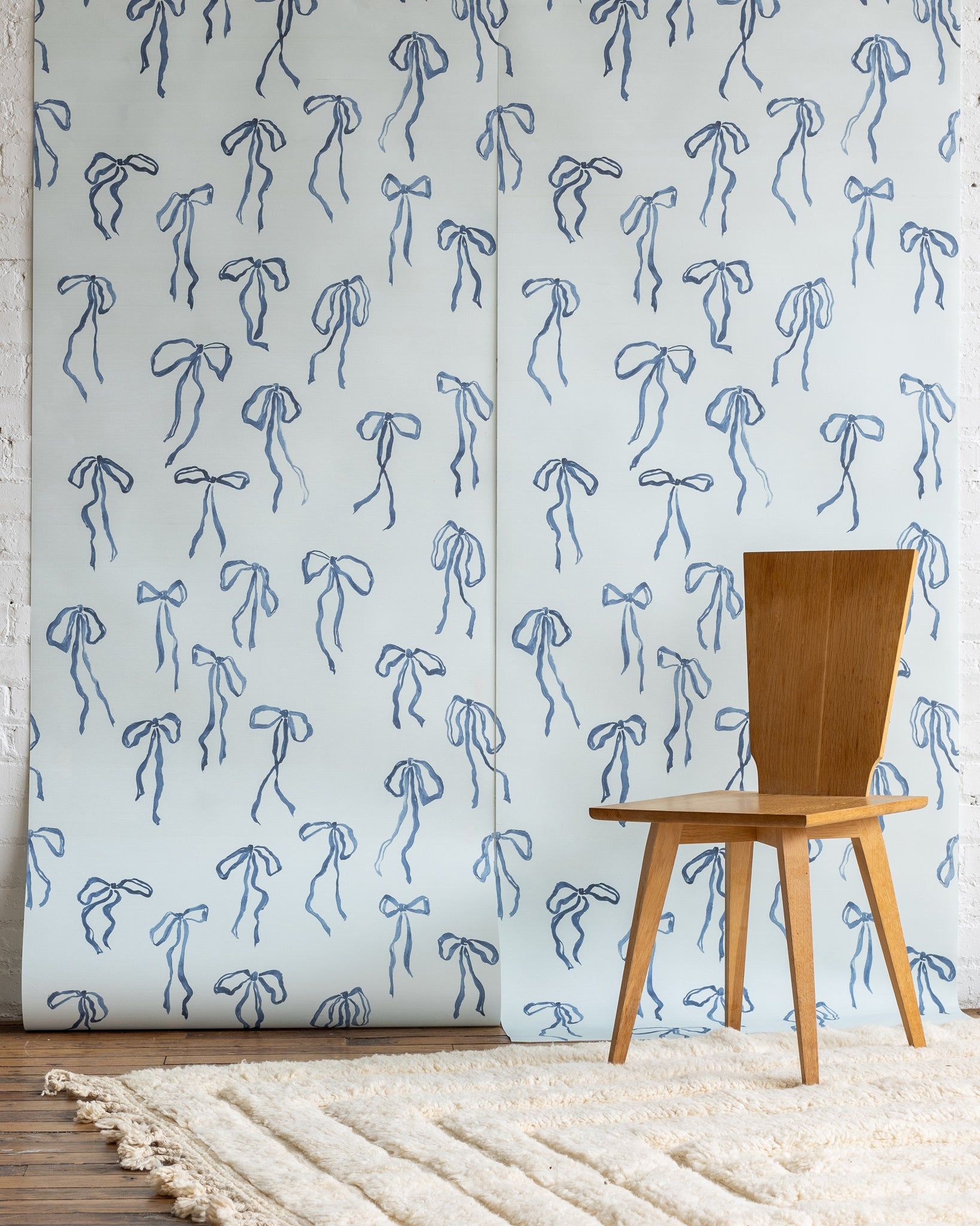1638x2048 Bows Blue Silk Wallpaper Roll x 288 8 Yards