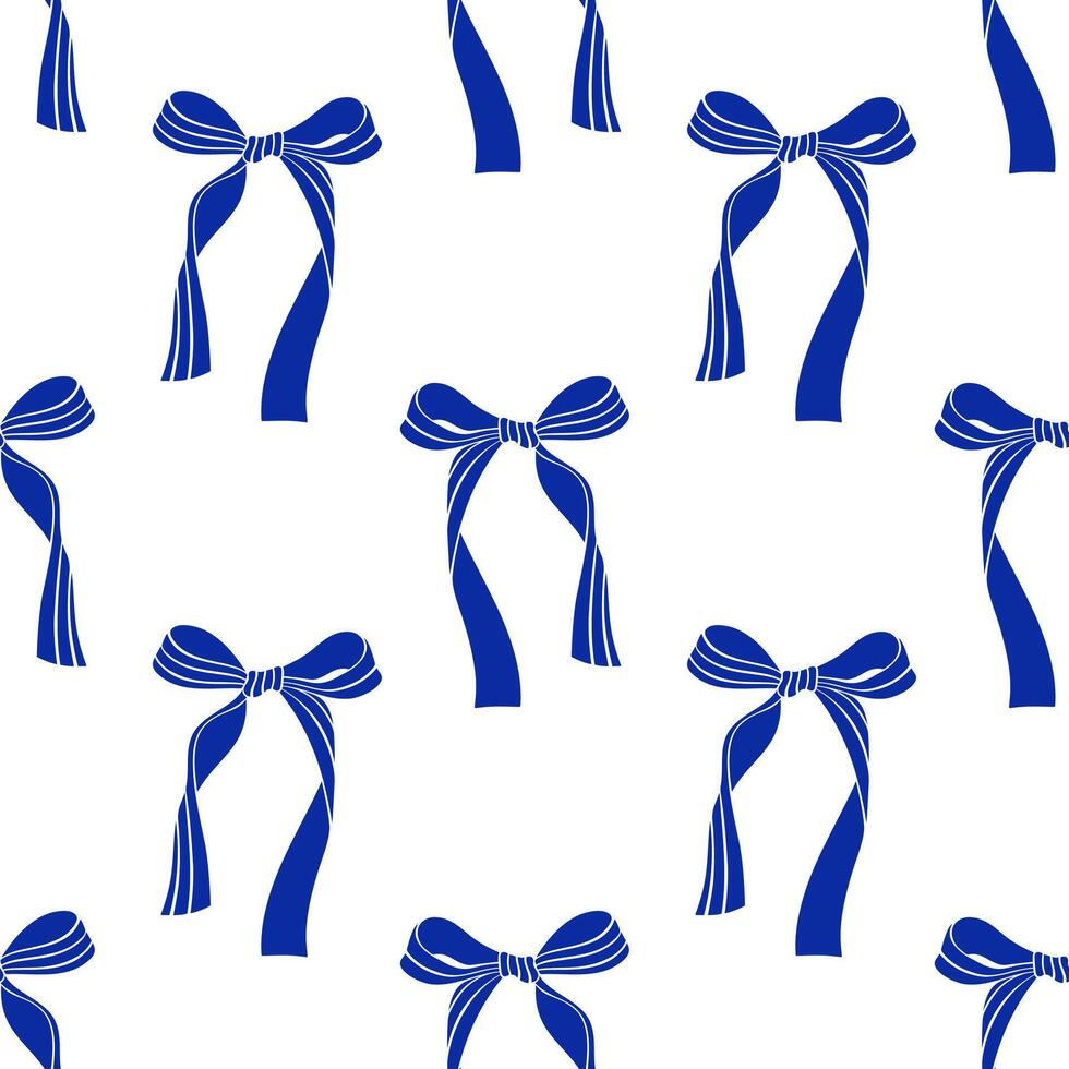 980x980 Cute coquette pattern seamless blue ribbon bow. Cute feminine romantic background for textile, fabric, wallpaper, wrapping