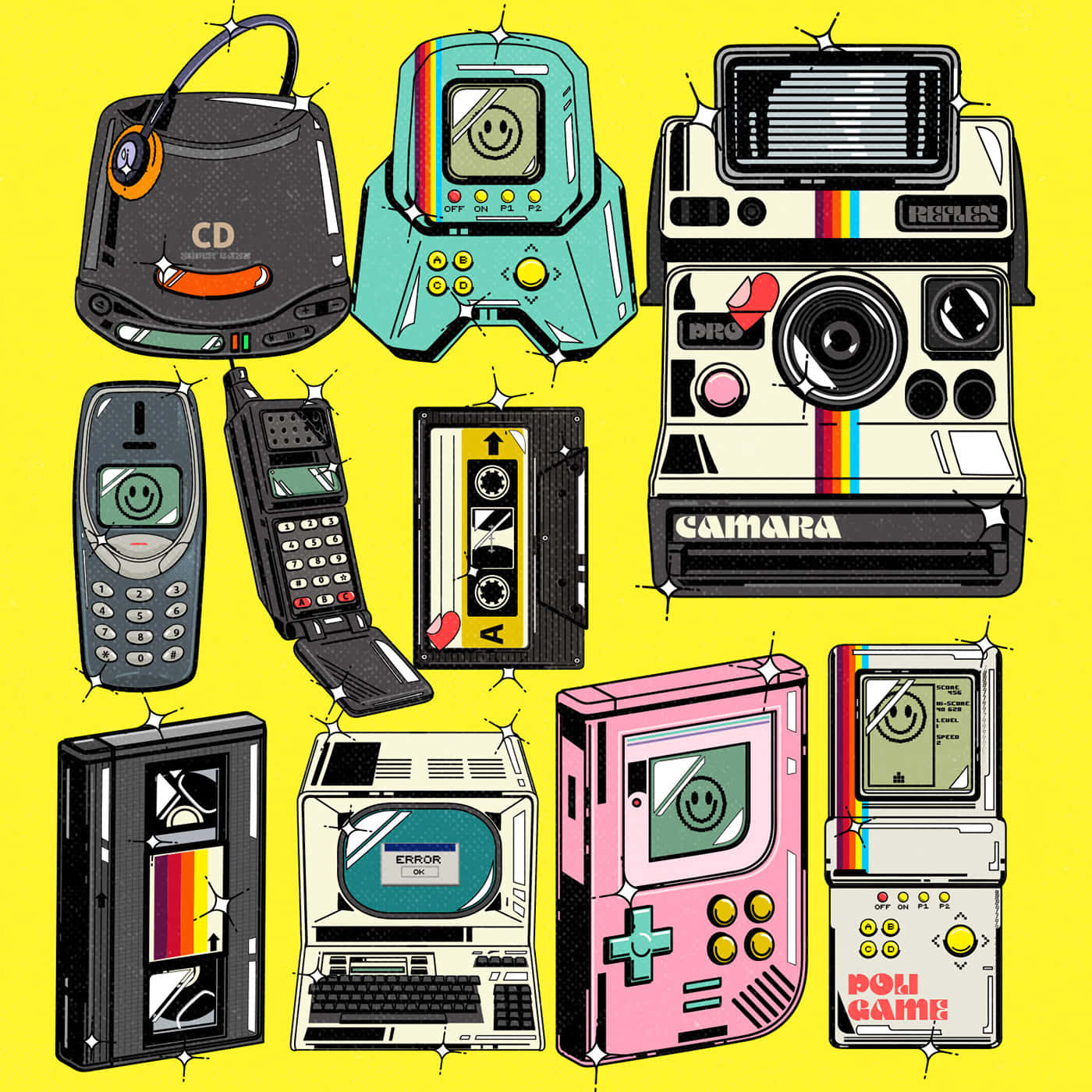1400x1400 Download 90s Aesthetic Technology Gadgets Wallpaper