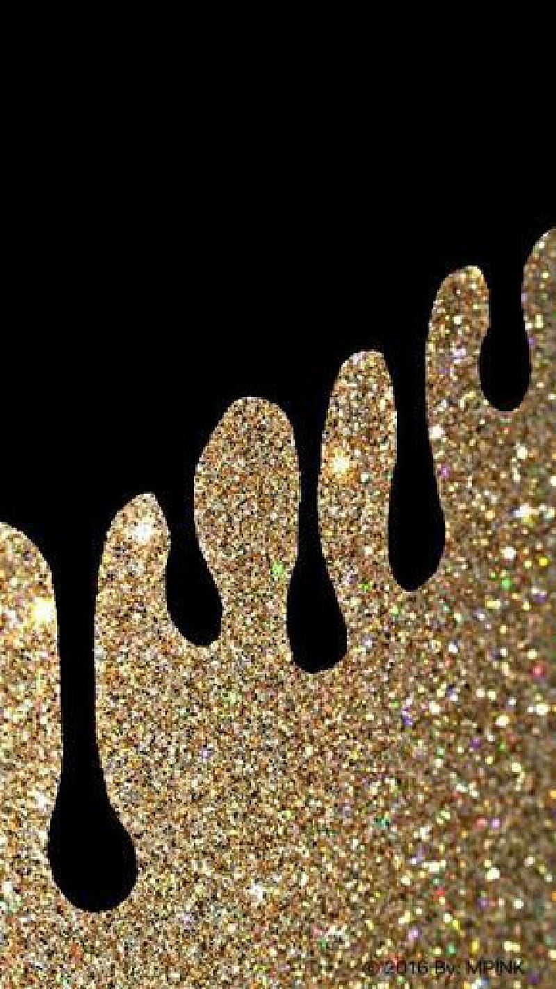 800x1422 Glitter On, abstract, black, desenho, drip, gold, shiny, HD phone wallpaper