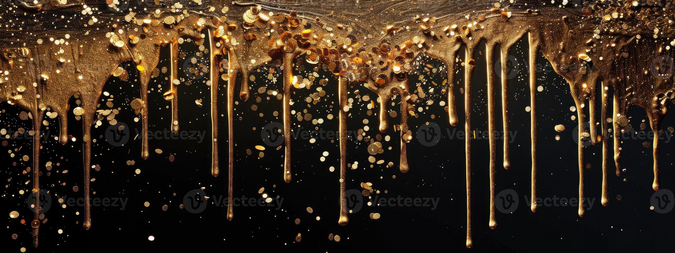 2614x980 Elegant Gold Glitter Background With Warm Vintage Lights Perfect for Festive Occasions and Creative Design Projects Reflecting Luxury and Opulence in a Dark Gold Shimmer and Texture
