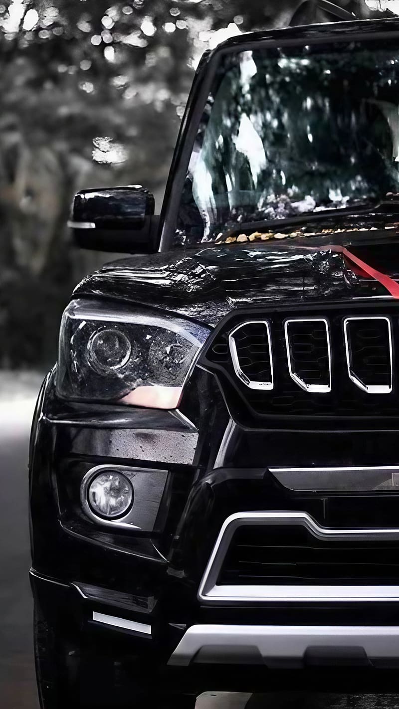 800x1422 Black Scorpio, Closeup View, black car, HD phone wallpaper