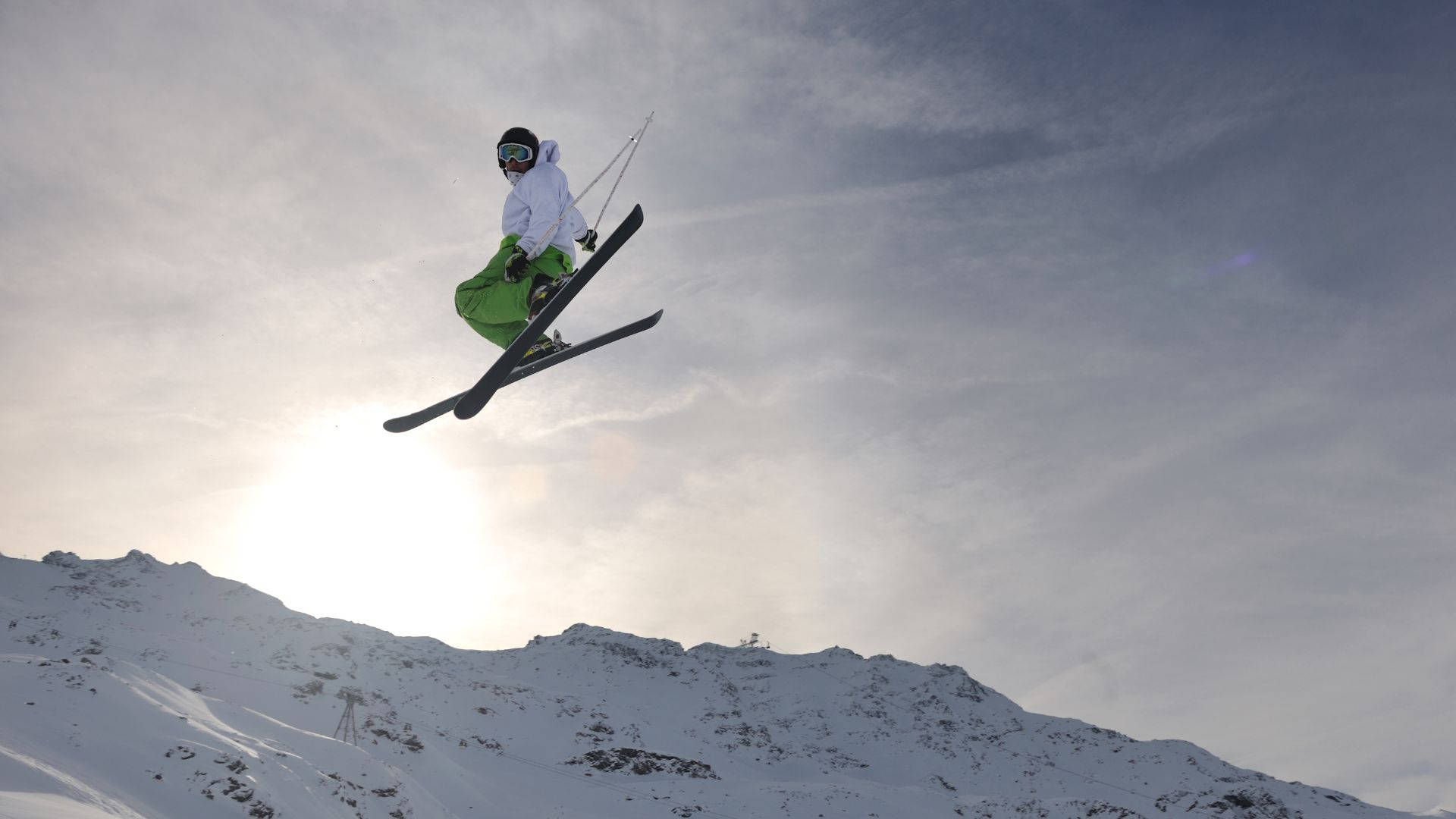 1920x1080 Download Ski Jumping Sunset View Wallpaper