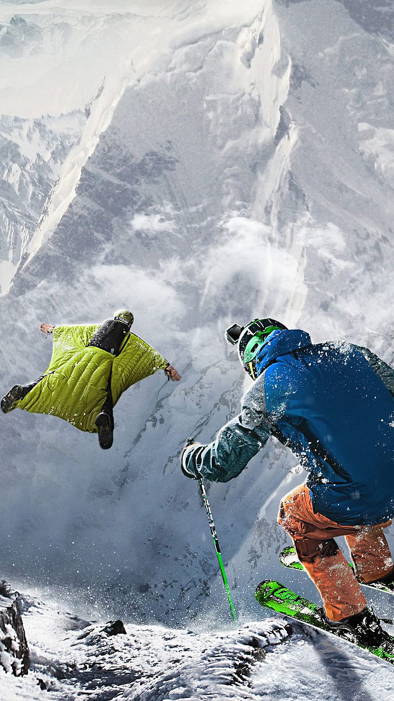800x1422 Ski jump, mountain, snow, sport, HD phone wallpaper