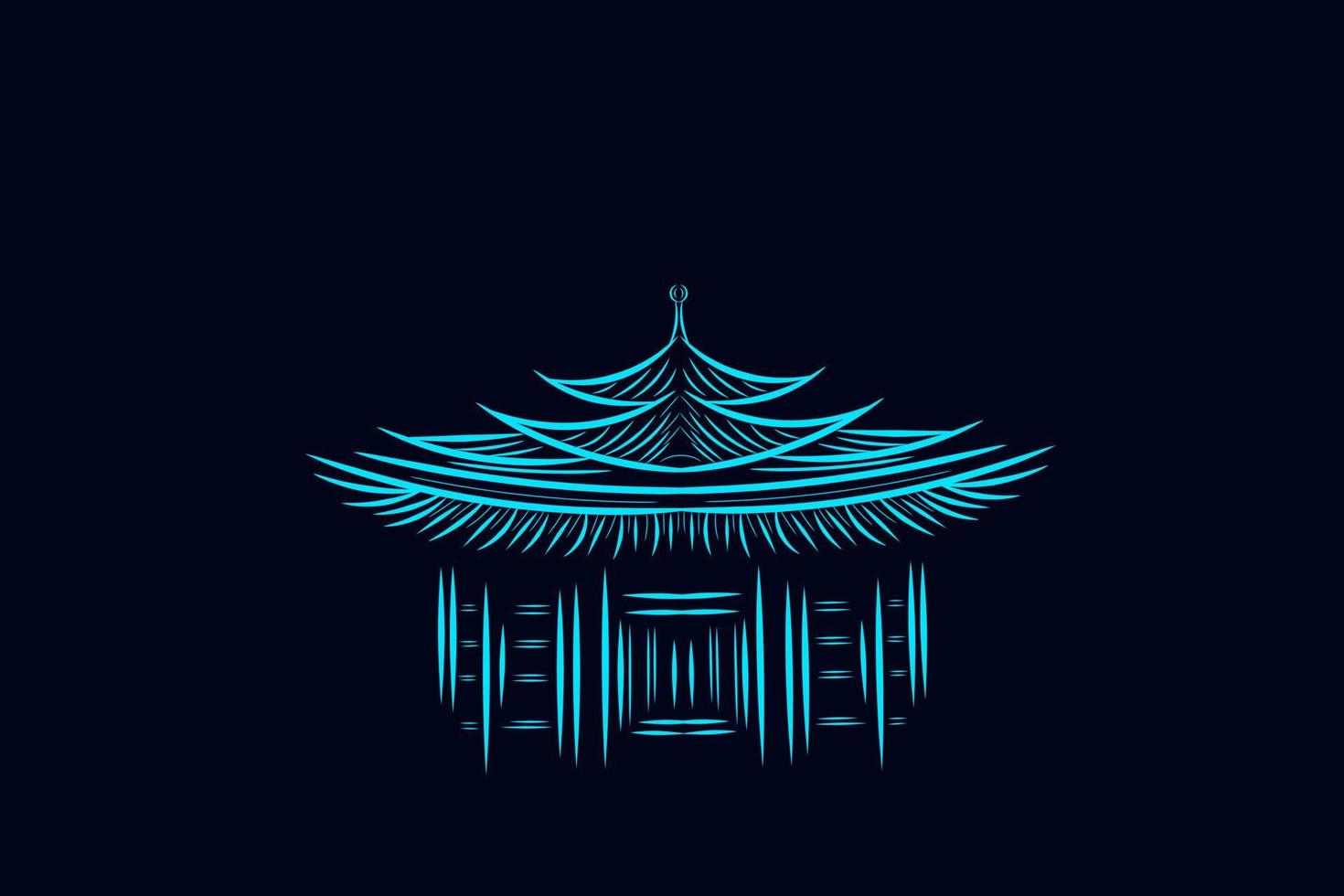 1470x980 Japan temple line pop art potrait logo colorful design with dark background. Abstract vector illustration. Dark minimalist wallpaper