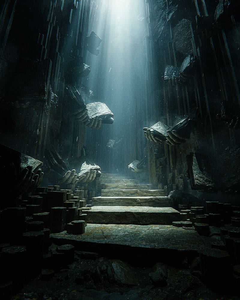 800x1000 Stairs, hands, stones, temple, ruins, art, HD phone wallpaper