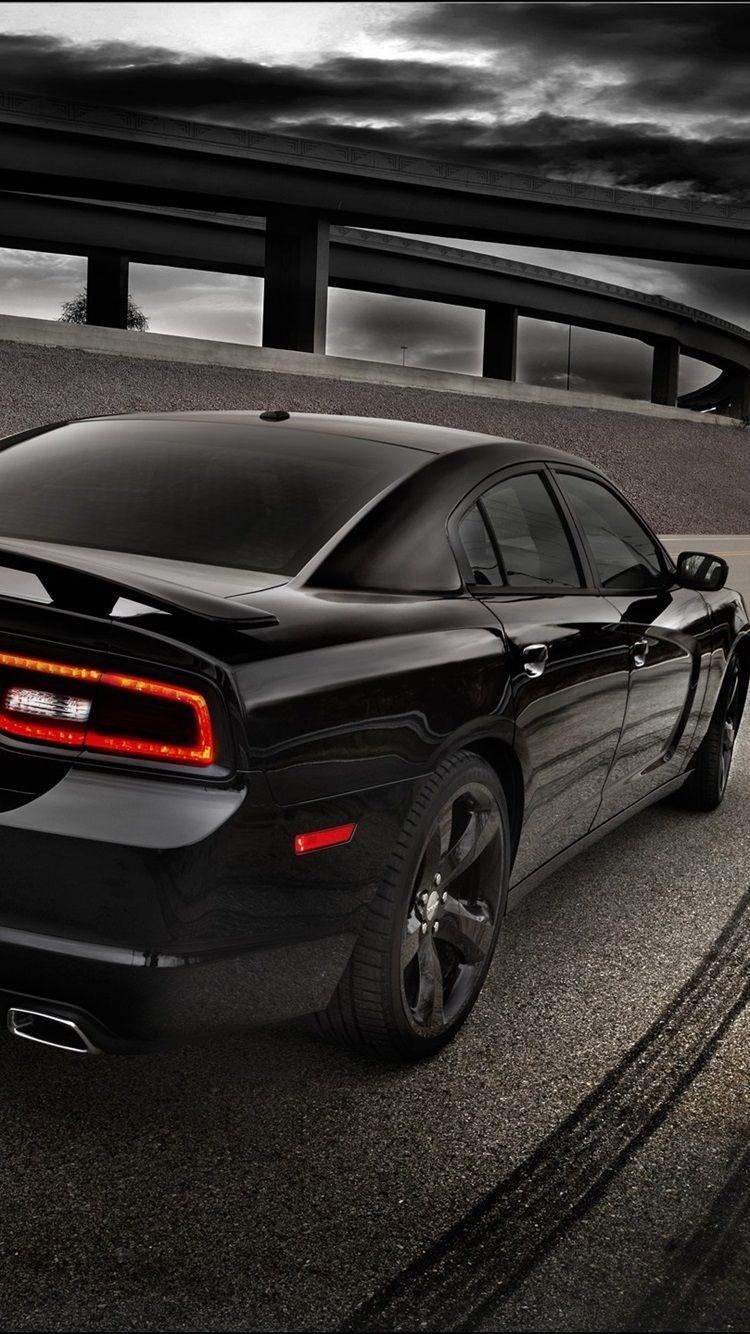 750x1334 Wallpaper Black Dodge car rear view 1920x1440 HD Picture, Image