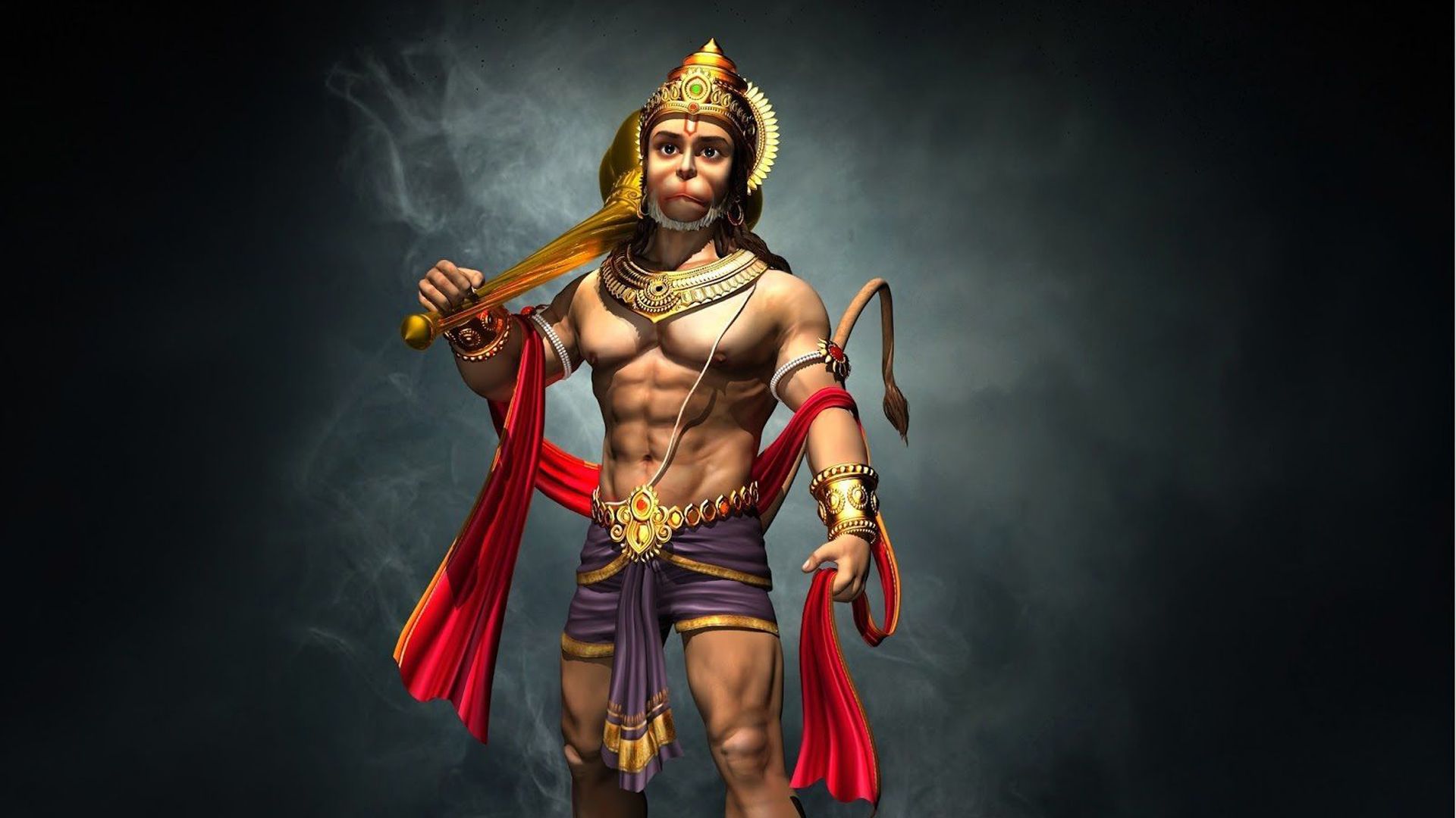 1920x1080 Hanuman In Black Smoke Background HD Hanuman Wallpaper