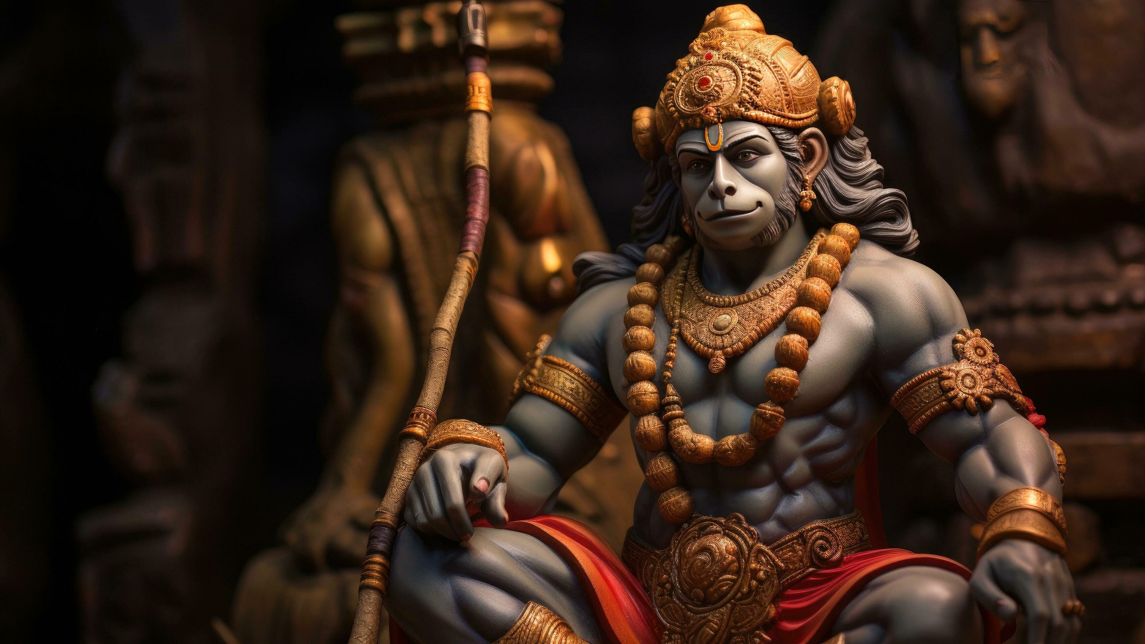 3840x2160 Lord Hanuman Wallpaper 4K, AI art, Illustration, Digital Art