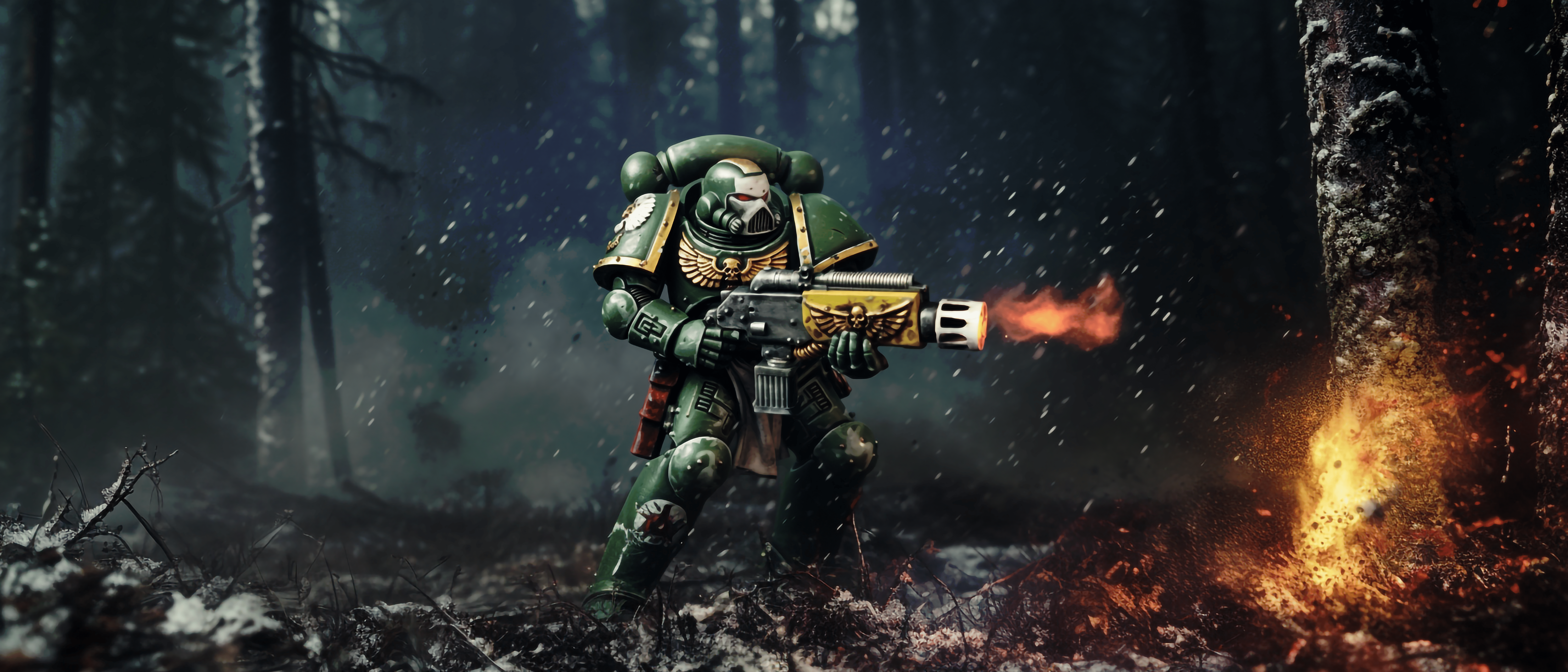 7000x3000 Warhammer Salamanders Wallpaper