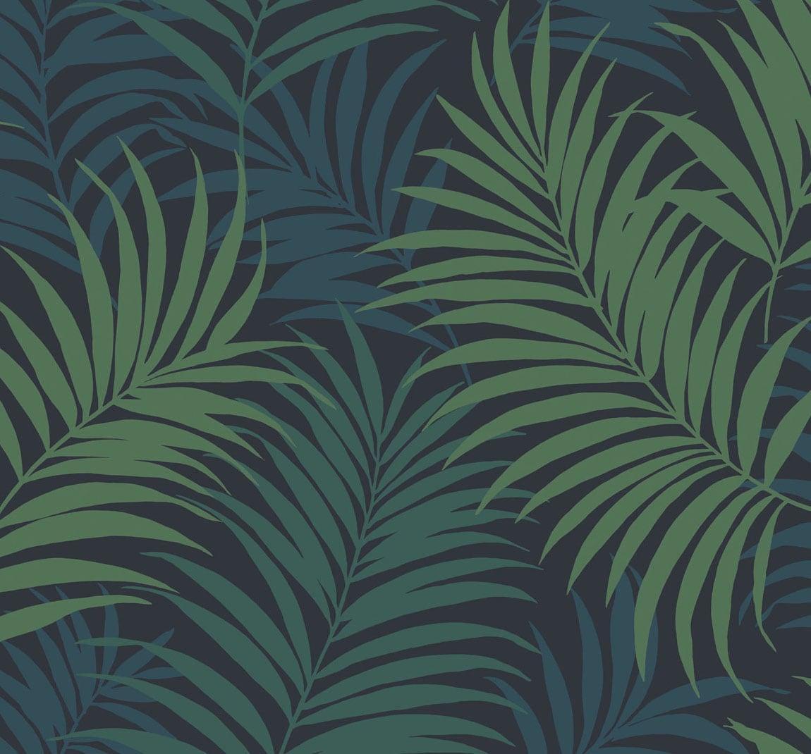 1150x1070 Seabrook Via Palma Midnight Blue, Juniper, And Spearmint Wallpaper