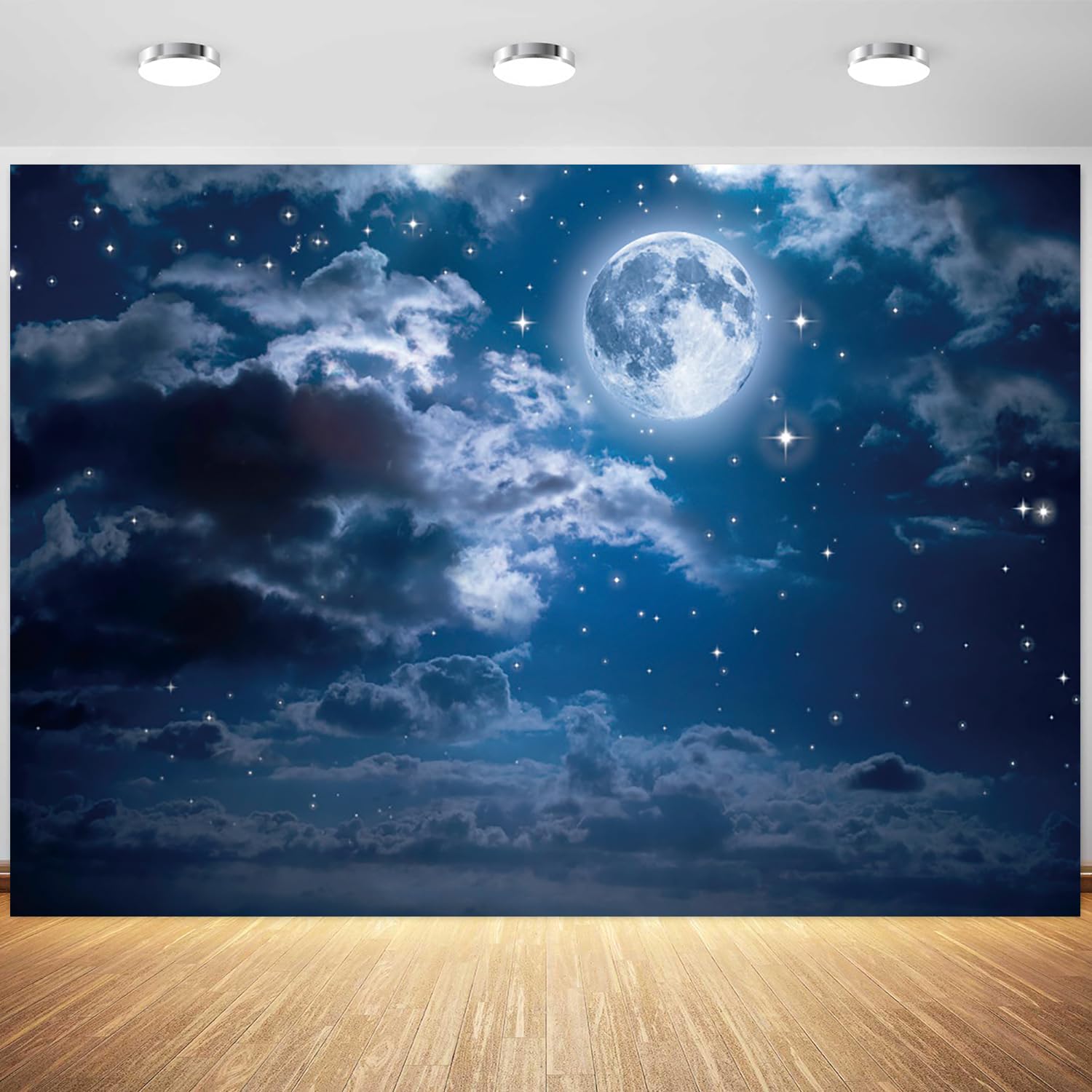 1500x1500 Amazon.com : 7x5ft Moon Backdrop Night Bright Full Moon Starry Sky Photography Background Birthday Baby Shower Party Decoration Wallpaper Supplies Photo Booth Props