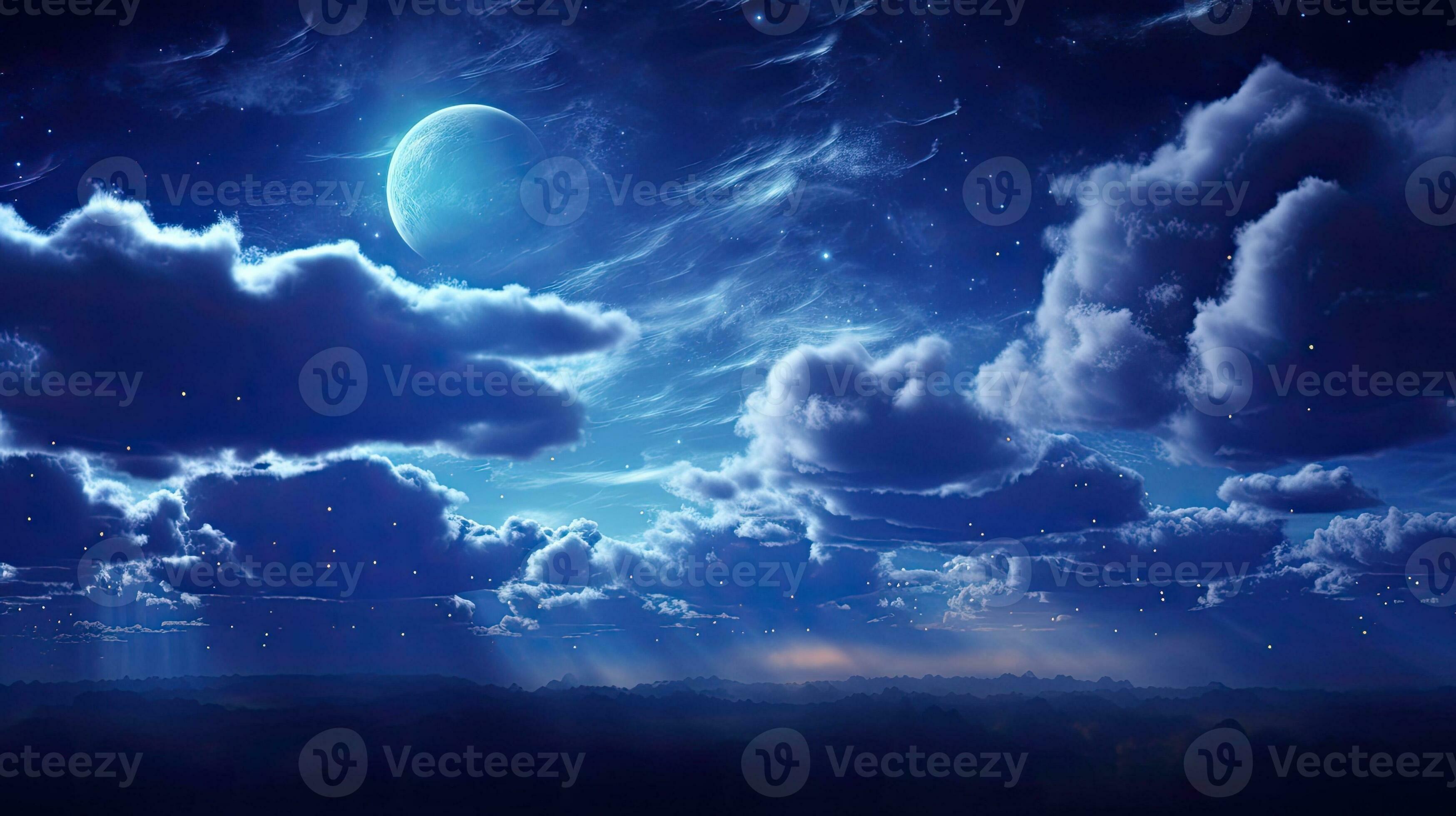 3497x1960 Full bright moon in the night sky clouds provided