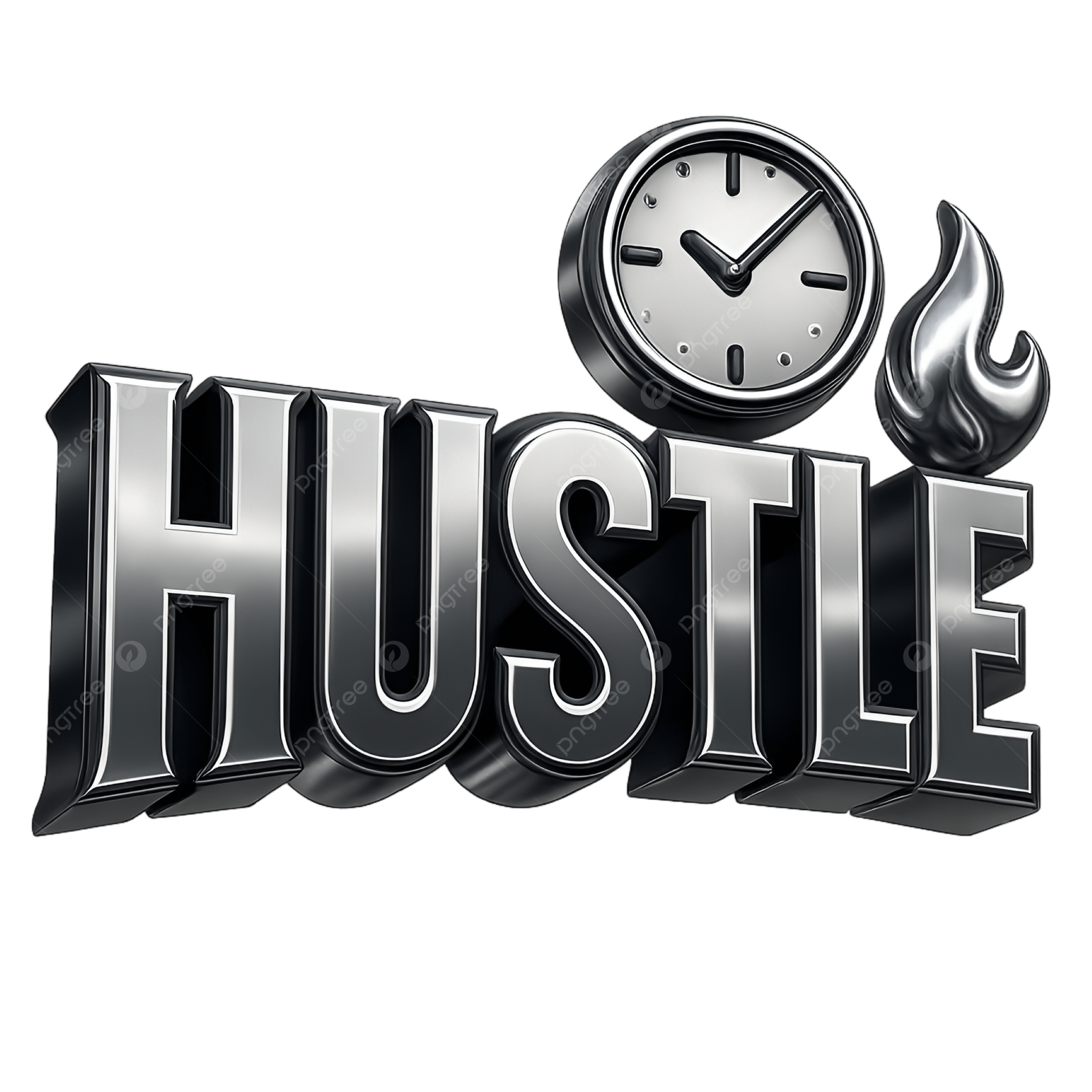2500x2500 Hustle Silver Clock Celebration Text With Work Motivation Design, Hustle, Silver, Clock PNG Transparent Image and Clipart for Free Download