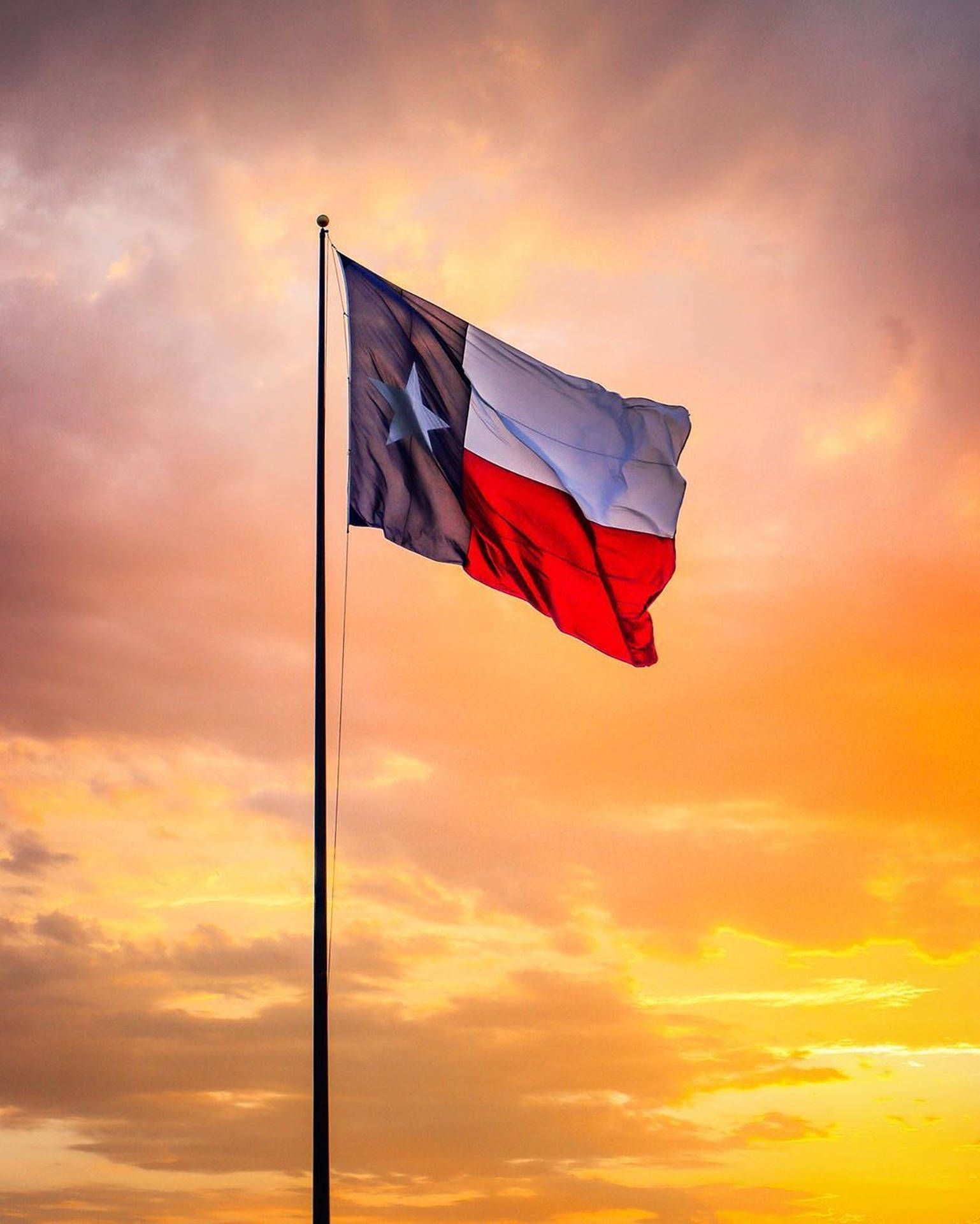 1538x1920 Download Texas Flag With Sunset Wallpaper