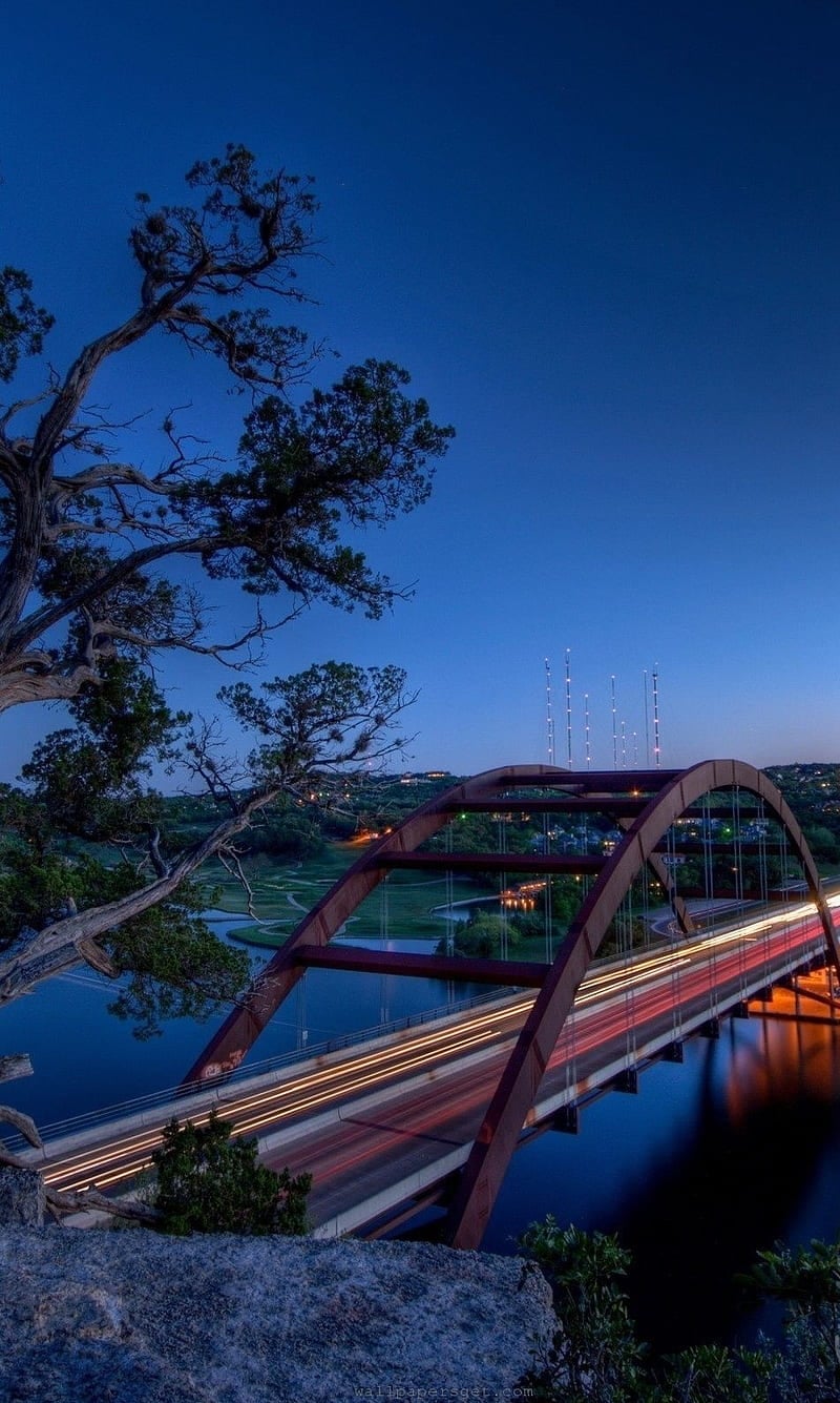 800x1335 Austin bridge, bridge, dark, lake, night, texas, usa, HD phone wallpaper