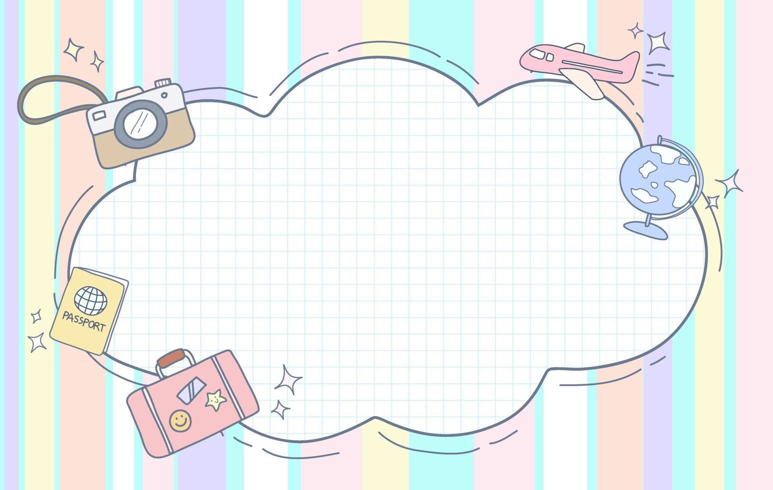 1546x980 Cute frame, doodle border vector, simple frame, pastel desktop wallpaper, travel background, and wallpaper background kids