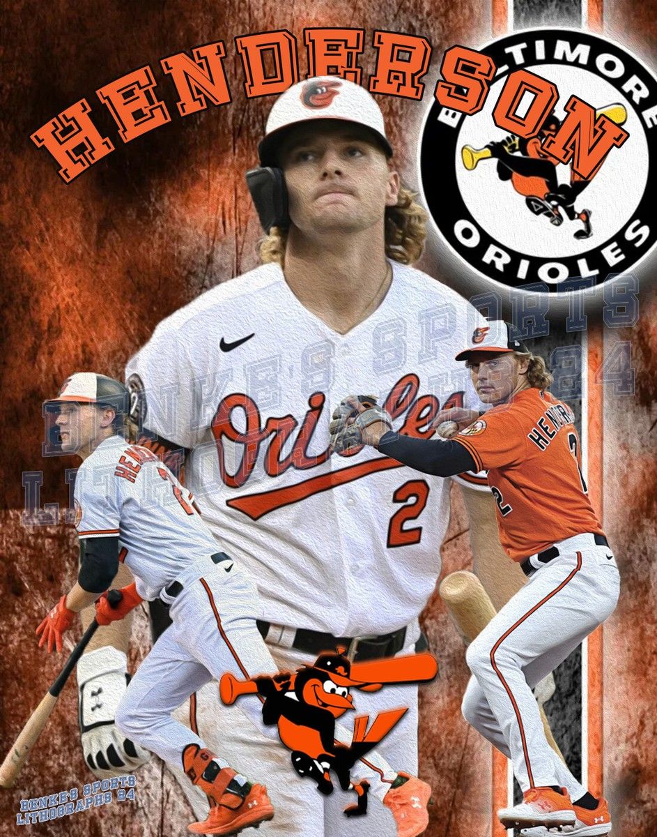 943x1200 Baltimore Orioles Lithograph print of Gunnar Henderson 2024