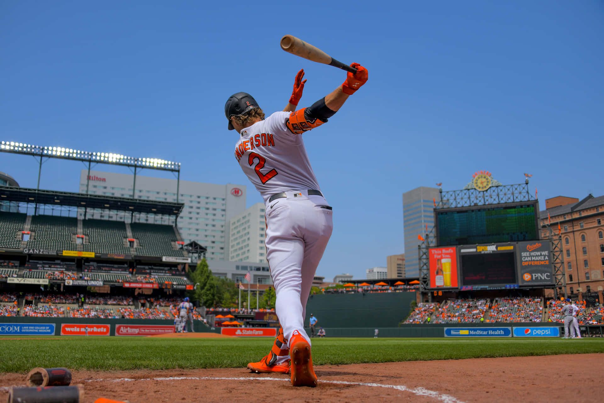 1920x1280 Download Baseball Player Swinging Bat Stadium Wallpaper