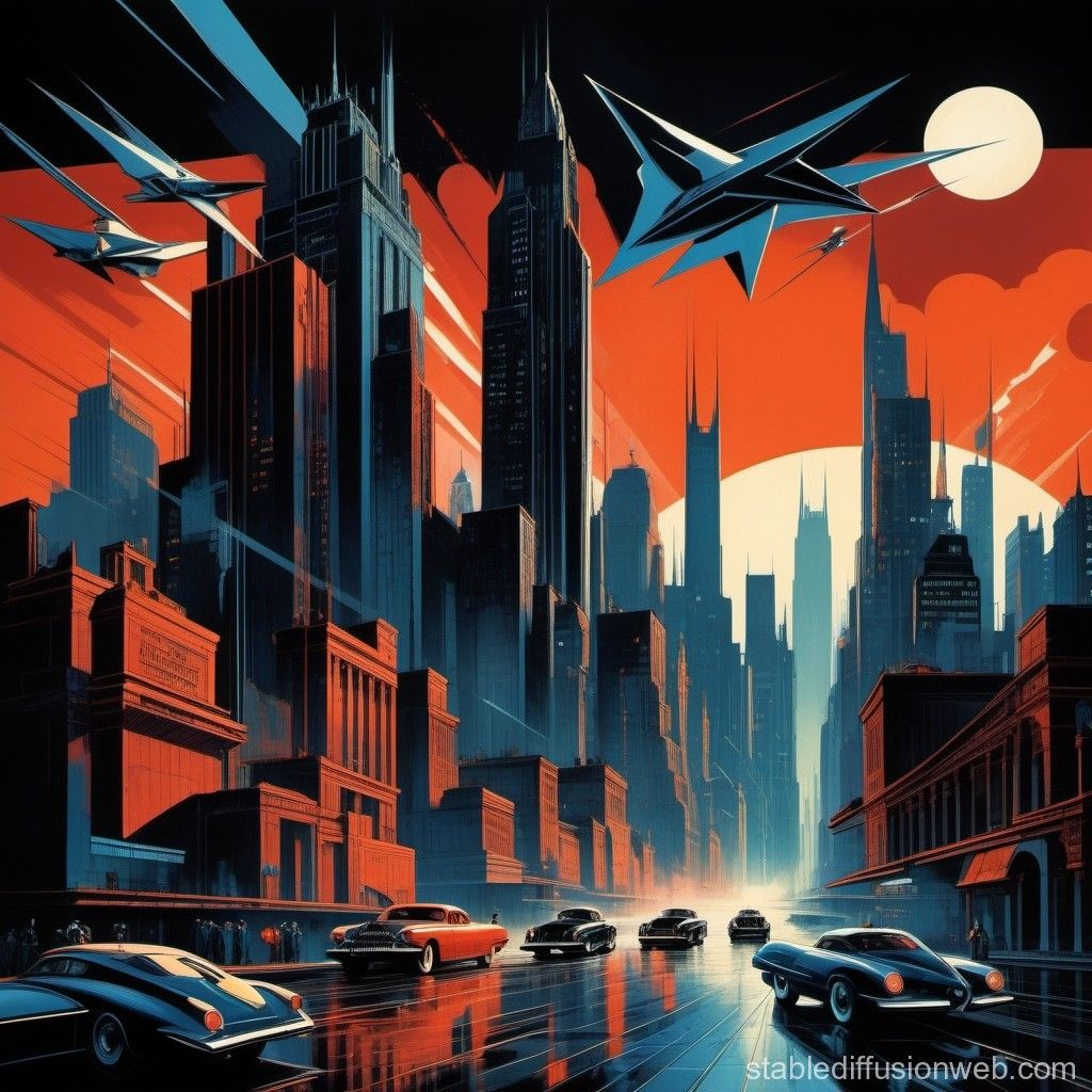 1024x1024 Gotham City's Decopunk Era. Stable Diffusion Online