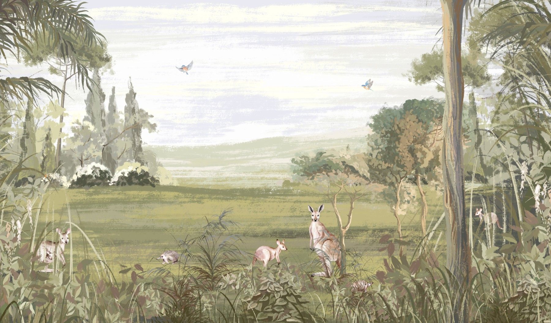 1800x1057 Forest Mural Animals