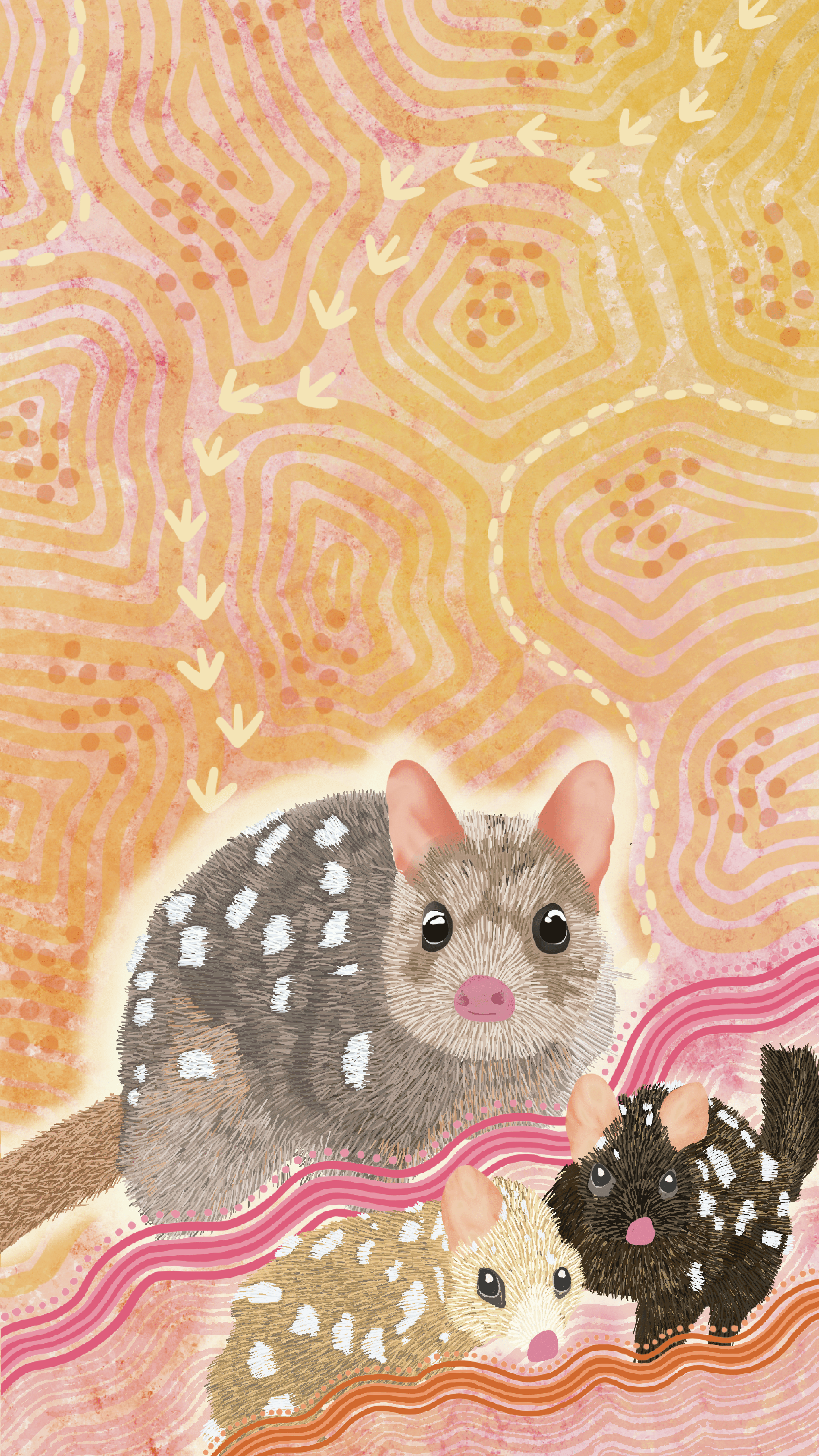 4501x8001 Indigenous Eastern Quoll Art Wallpaper. WWF Australia. Indigenous Eastern Quoll Art Wallpaper