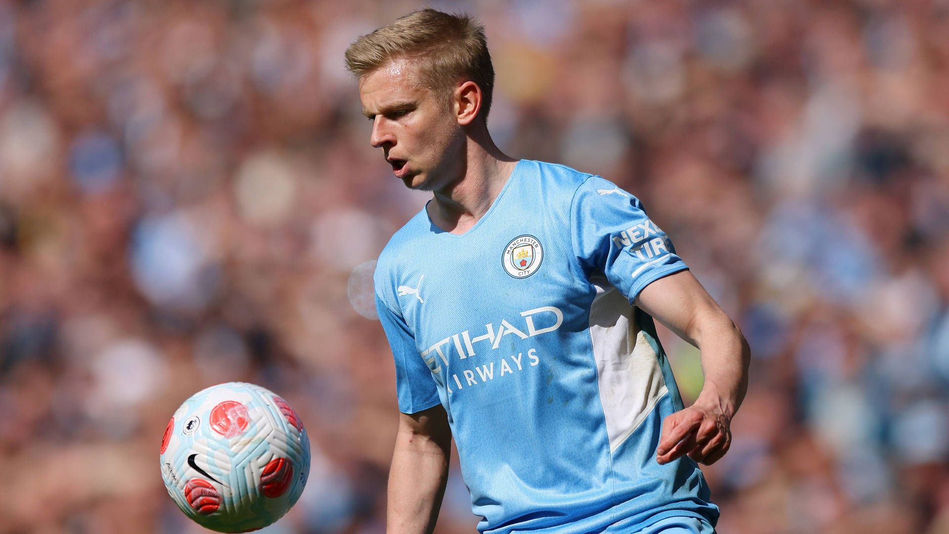 1920x1080 Download Oleksandr Zinchenko in Puma Blue Sportswear Wallpaper