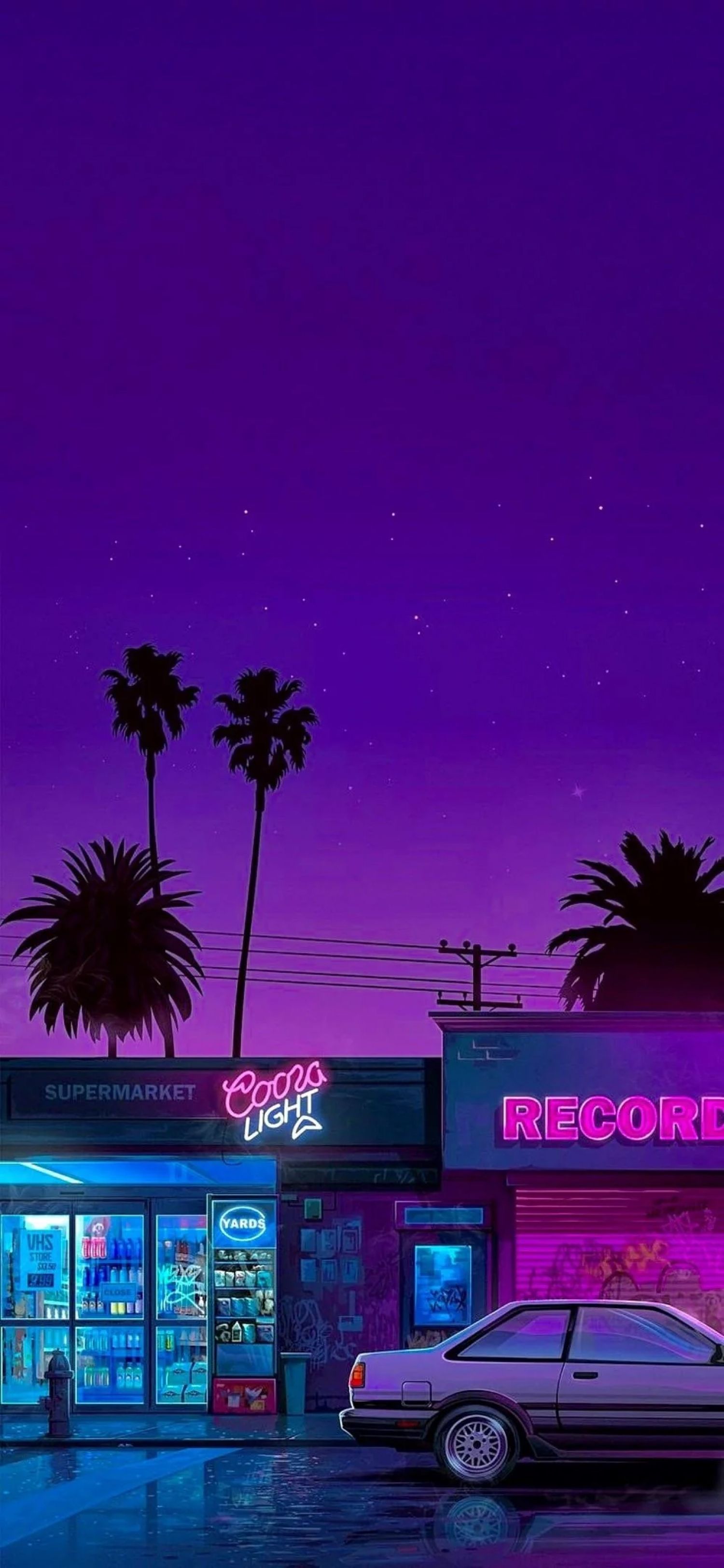 1500x3246 Neon Y2K Aesthetic Card Record Shop Supermarket Car
