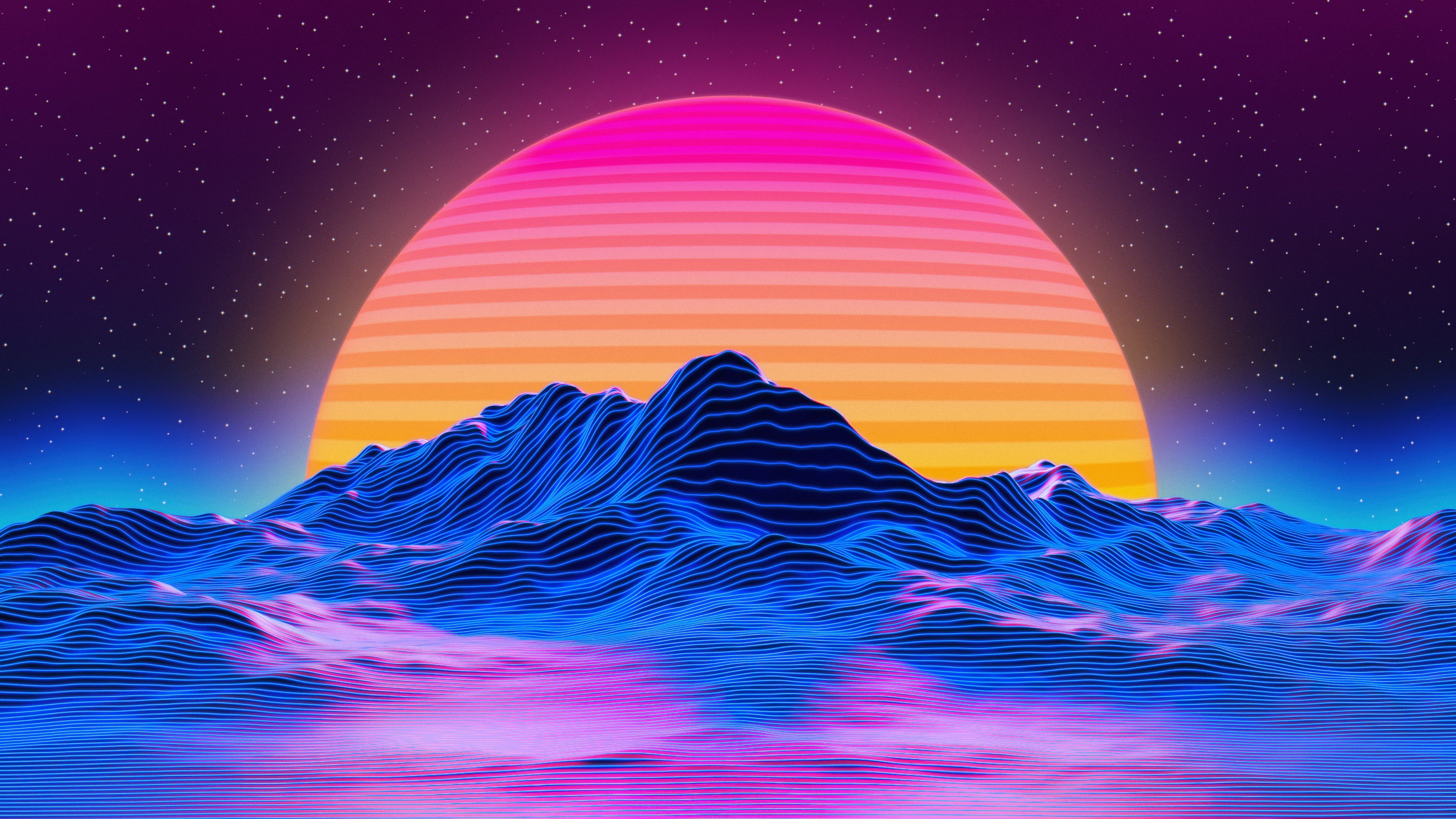 3840x2160 Neon Wallpaper 4K, RetroWave art, Outrun, Sunset