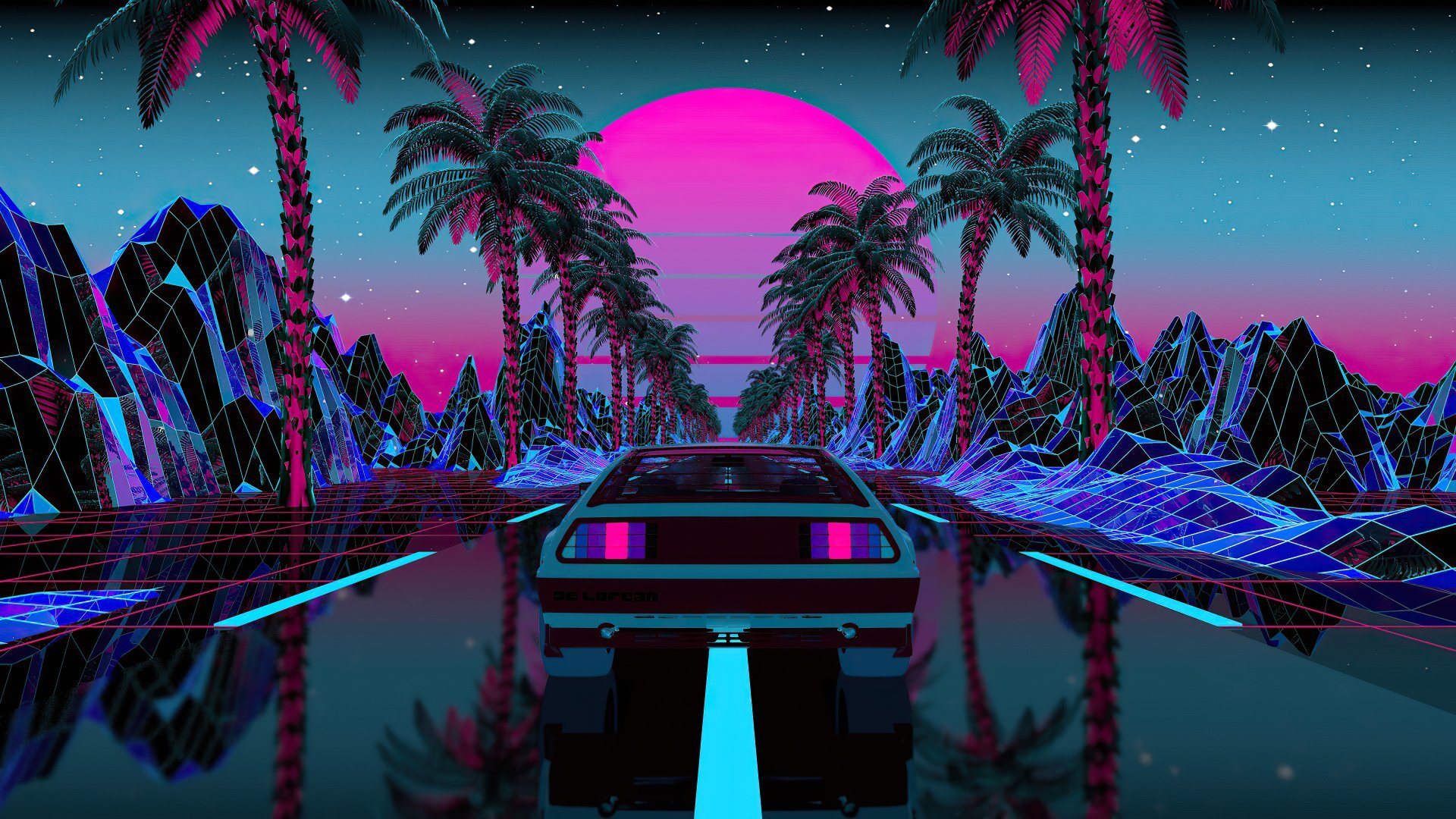 1920x1080 4K Retrowave Drive: Neon Nights in Ultra HD