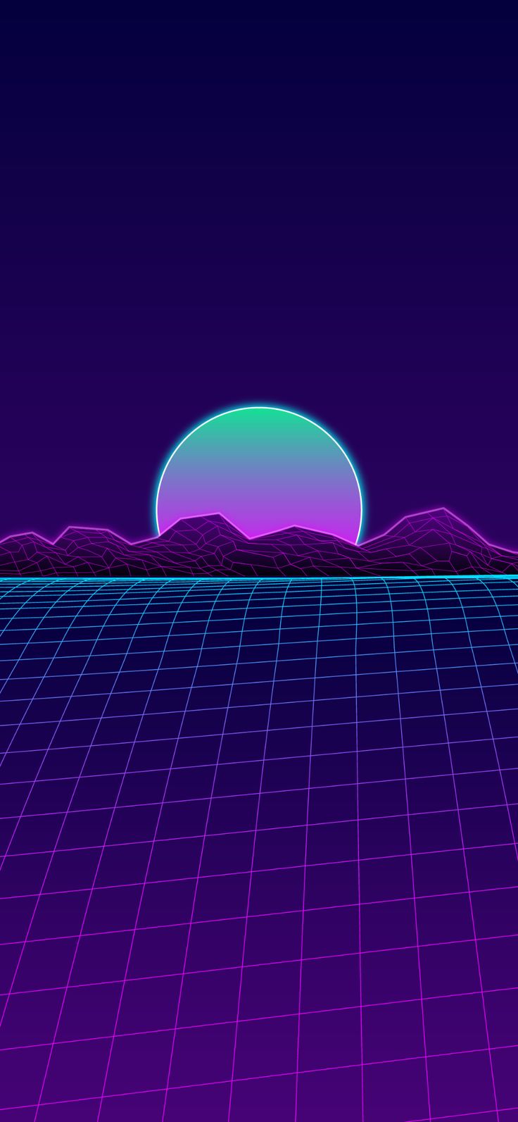 736x1593 Retro wave sunset phone wallpaper