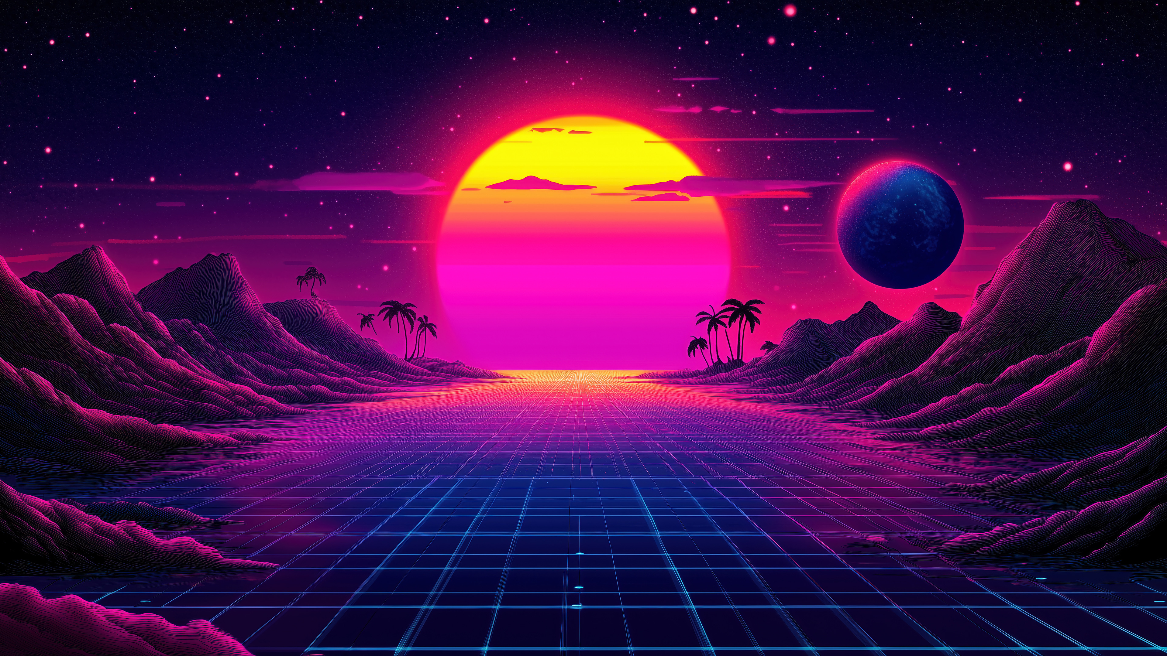 3840x2160 Retrowave HD 4K Wallpaper PC & Phone