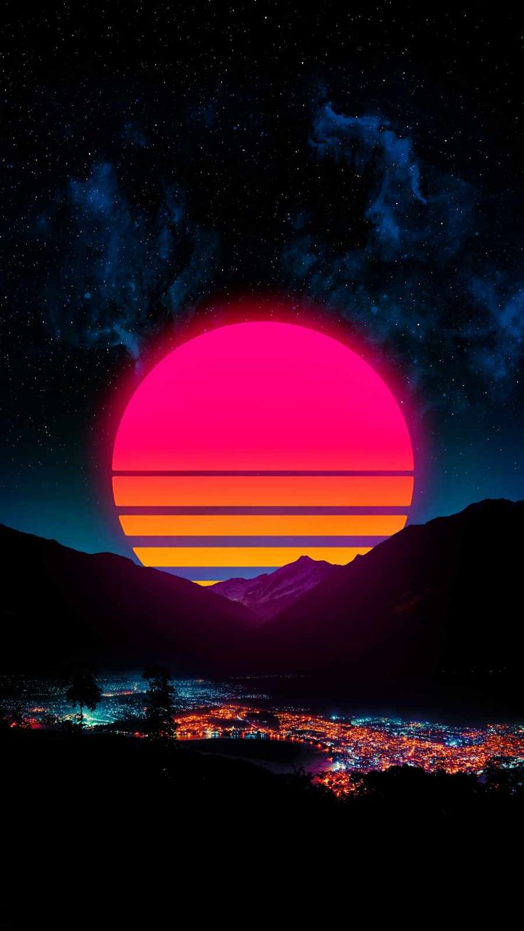 736x1308 Retrowave Mon 4K iPhone Wallpaper