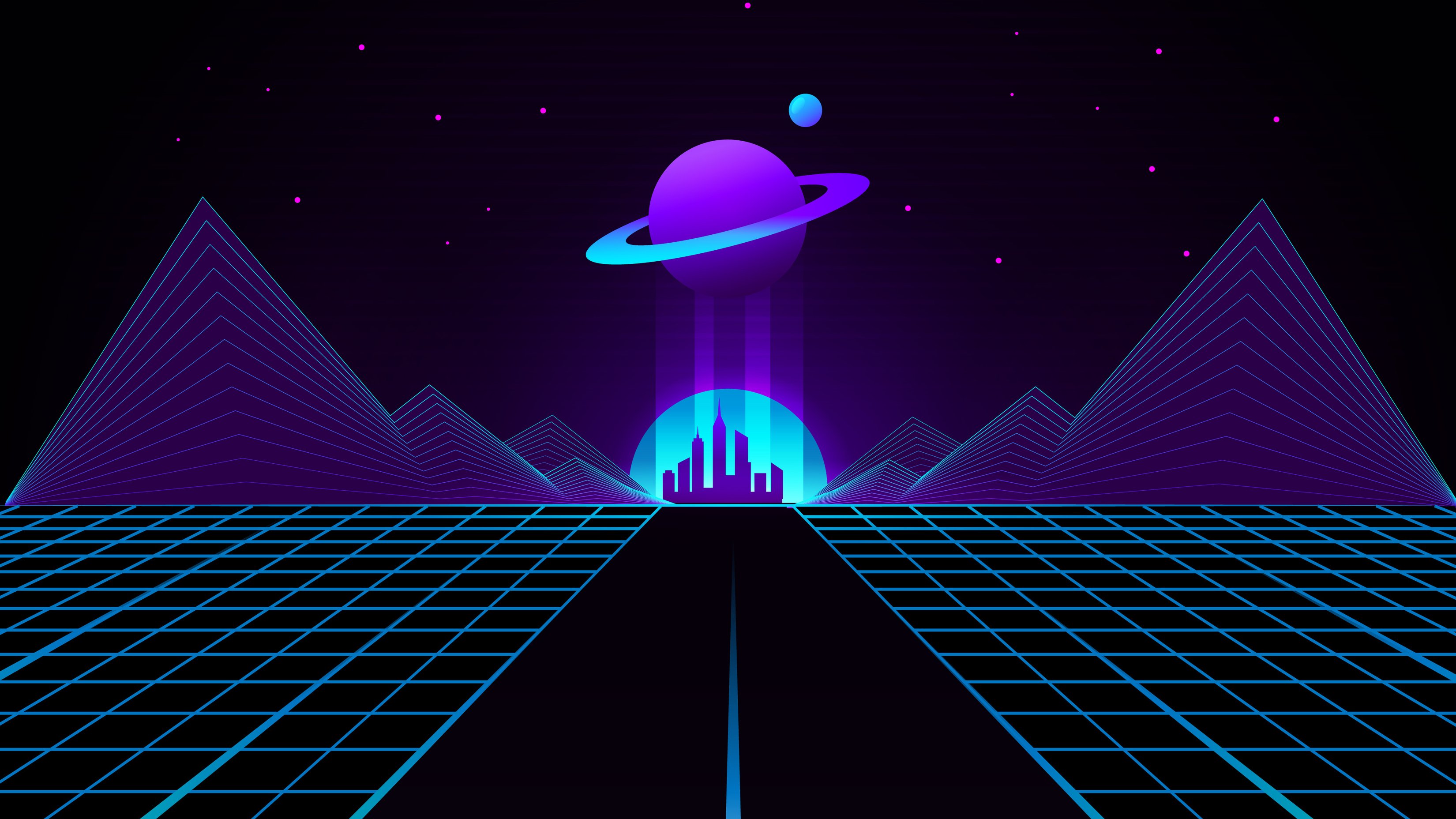 3300x1856 Saturn Retrowave Synthwave Retro Y2K Windows PC And Mac Desktop