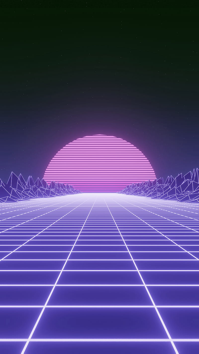 800x1422 AESTHETIC RETROWAVE, 80s, Hermes, background, horizon, purple, retro, retrowave background, HD phone wallpaper