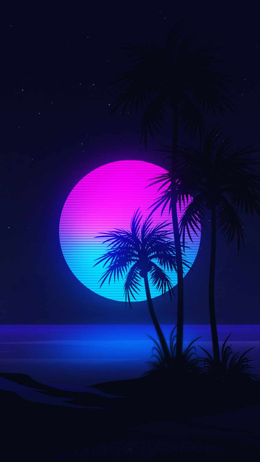 900x1600 Retrowave Moon Mobile Walls